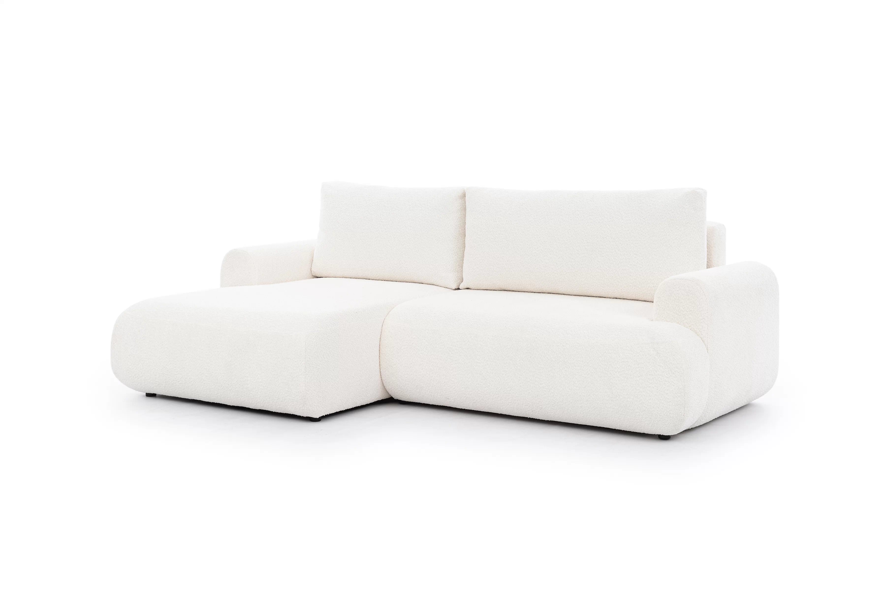 Rohová rozkladacia sedacia súprava Lotulis Mini Ľavá - krémová látka Boucle Catch Me 01 Rohová sedacia súprava s funkciou spánku Lotulis Mini Ľavá strana - kremowa boucle Catch Me 01