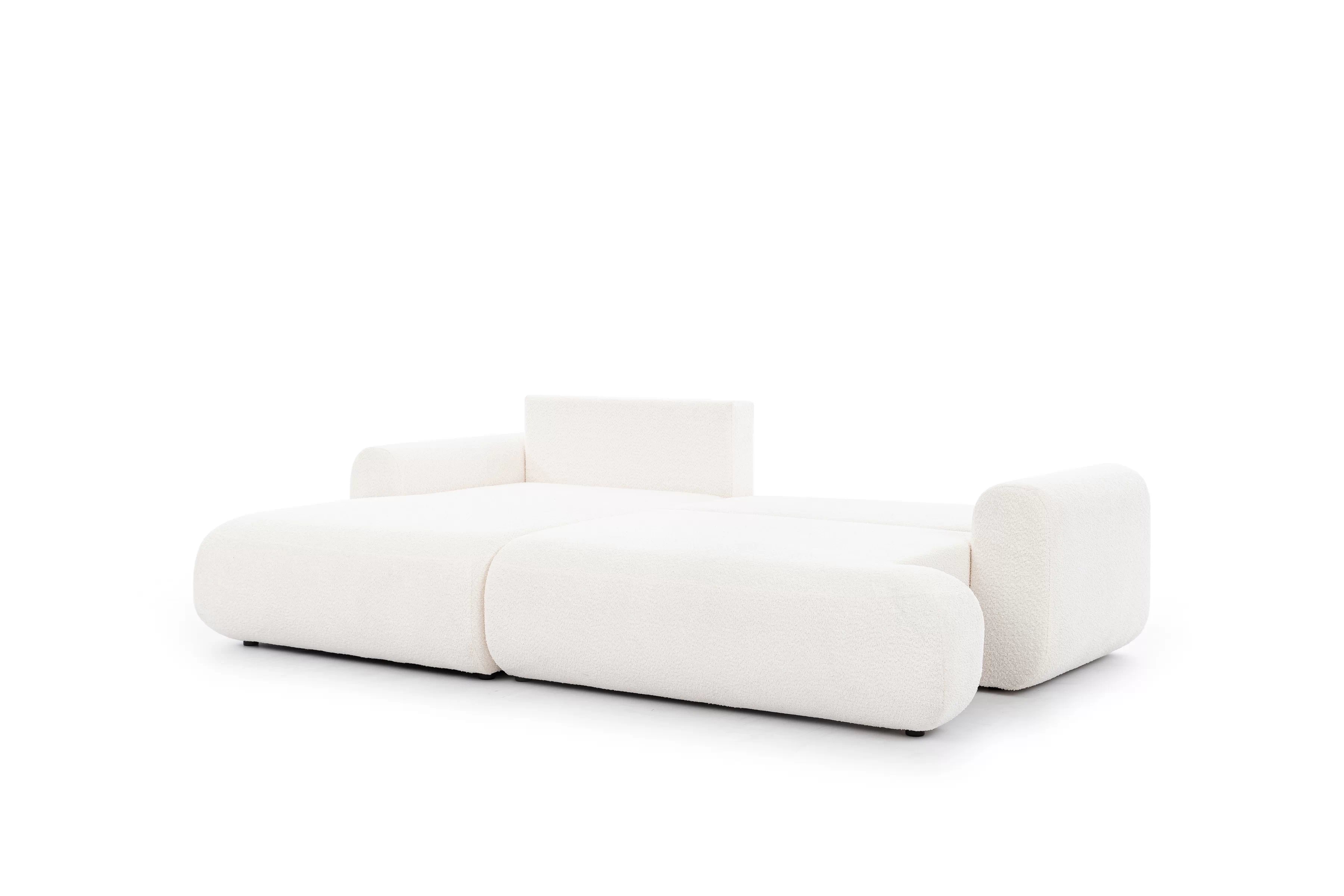 Rohová rozkladacia sedacia súprava Lotulis Mini Ľavá - krémová látka Boucle Catch Me 01 Rohová sedacia súprava s funkciou spánku Lotulis Mini Ľavá strana - kremowa boucle Catch Me 01