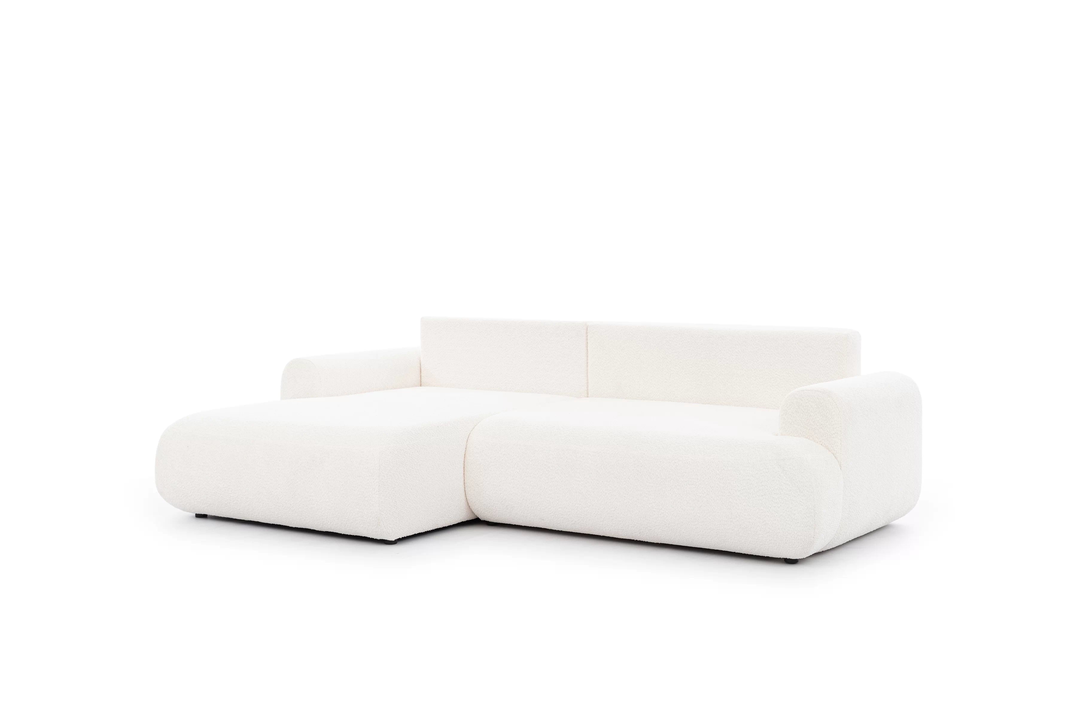 Rohová rozkladacia sedacia súprava Lotulis Mini Ľavá - krémová látka Boucle Catch Me 01 Rohová sedacia súprava s funkciou spánku Lotulis Mini Ľavá strana - kremowa boucle Catch Me 01