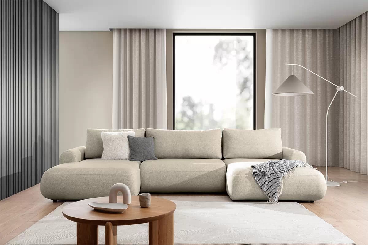 Rozkládací rohová sedací souprava Lotulis U - krémová Ado 1601 Rohová sedací souprava rozkládací Lotulis U - kremowa plecionka Ado 1601 