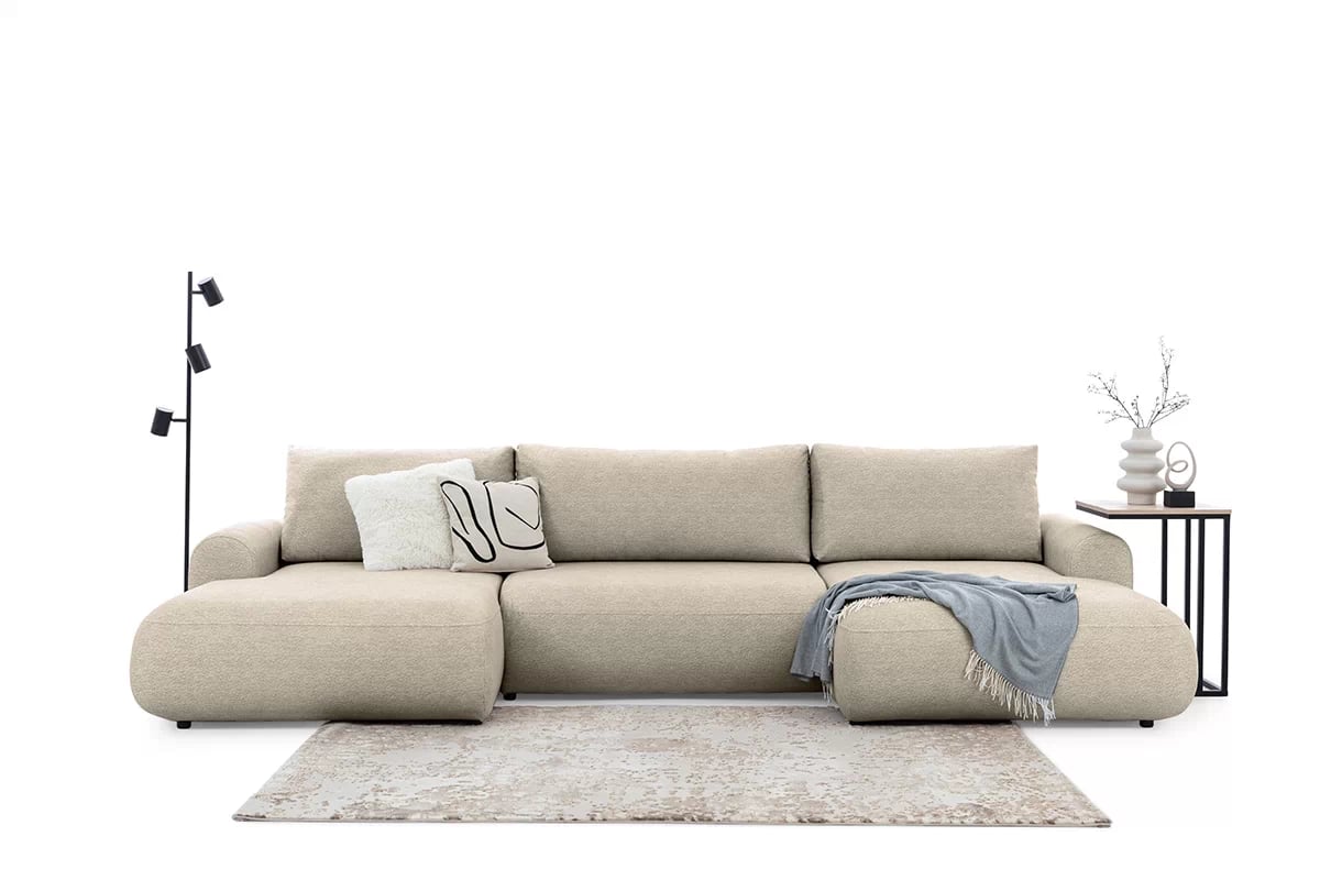 Rozkládací rohová sedací souprava Lotulis U - krémová Ado 1601 Rohová sedací souprava rozkládací Lotulis U - kremowa plecionka Ado 1601 