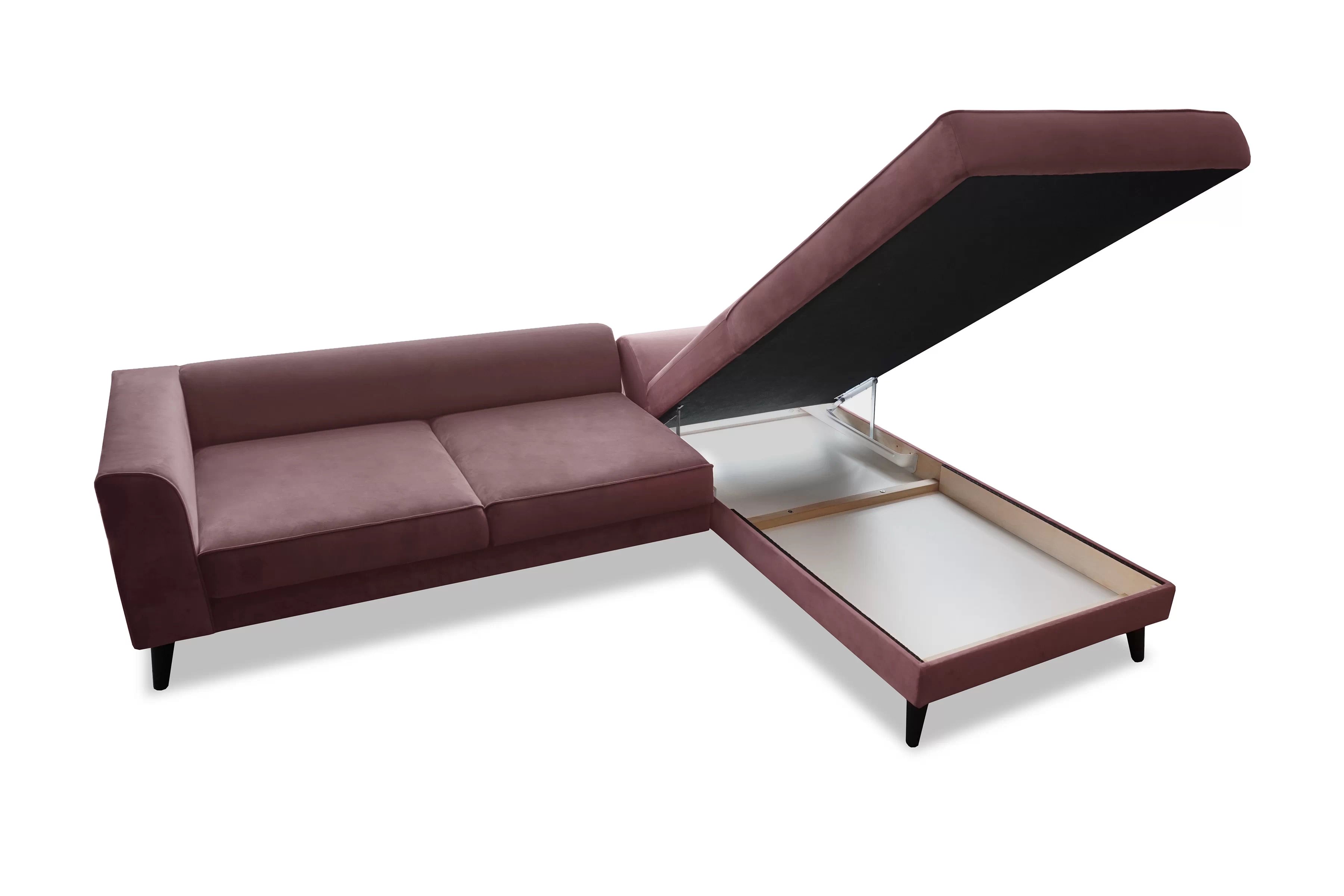 Rozkladacia rohová sedačka Lumber Jack pravá - ružový zamat Piano 20 Rohová sedacia súprava s funkciou spania Lumber Jack pravá strana - Ružová welwet Piano 20 (KR10692)