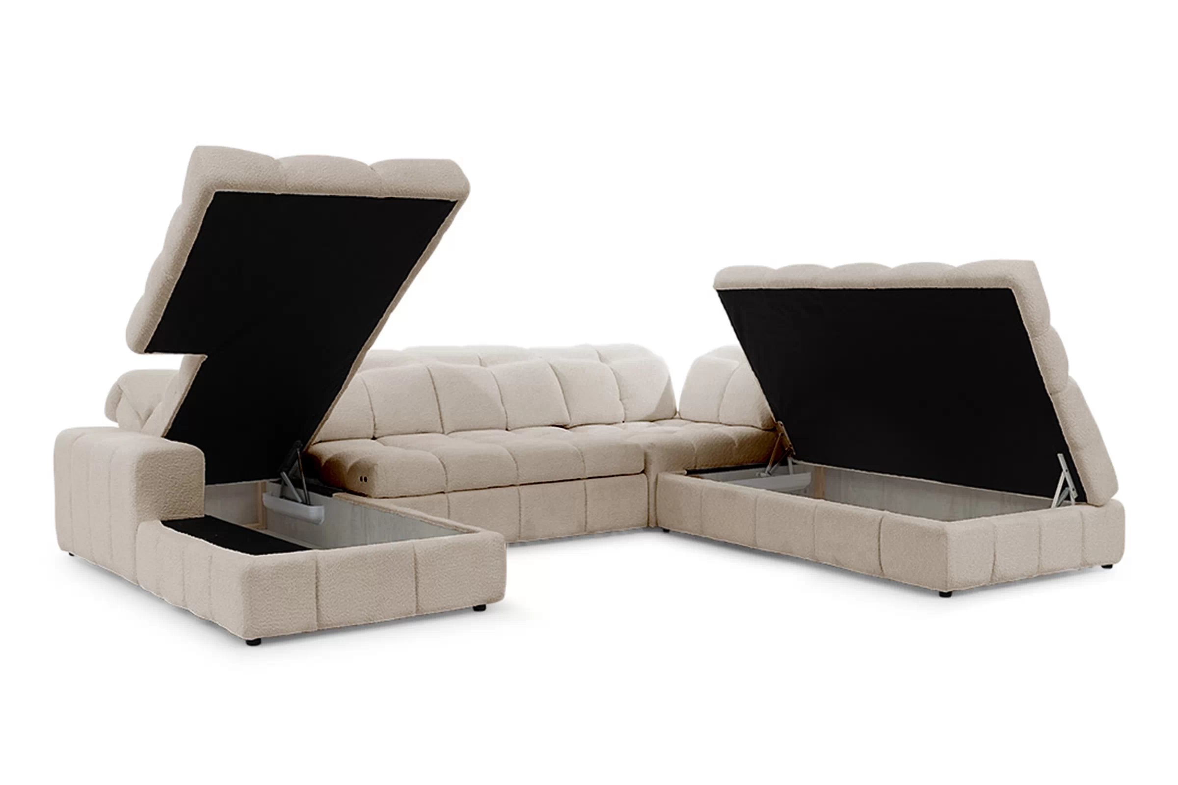 Rohová sedacia súprava Magnelio U II pravá s rozkladacou funkciou - béžová bouclé Catch Me 2 Rohová sedacia súprava s funkciou spania Magnelio U II pravá strana - Béžová boucle Catch me 2