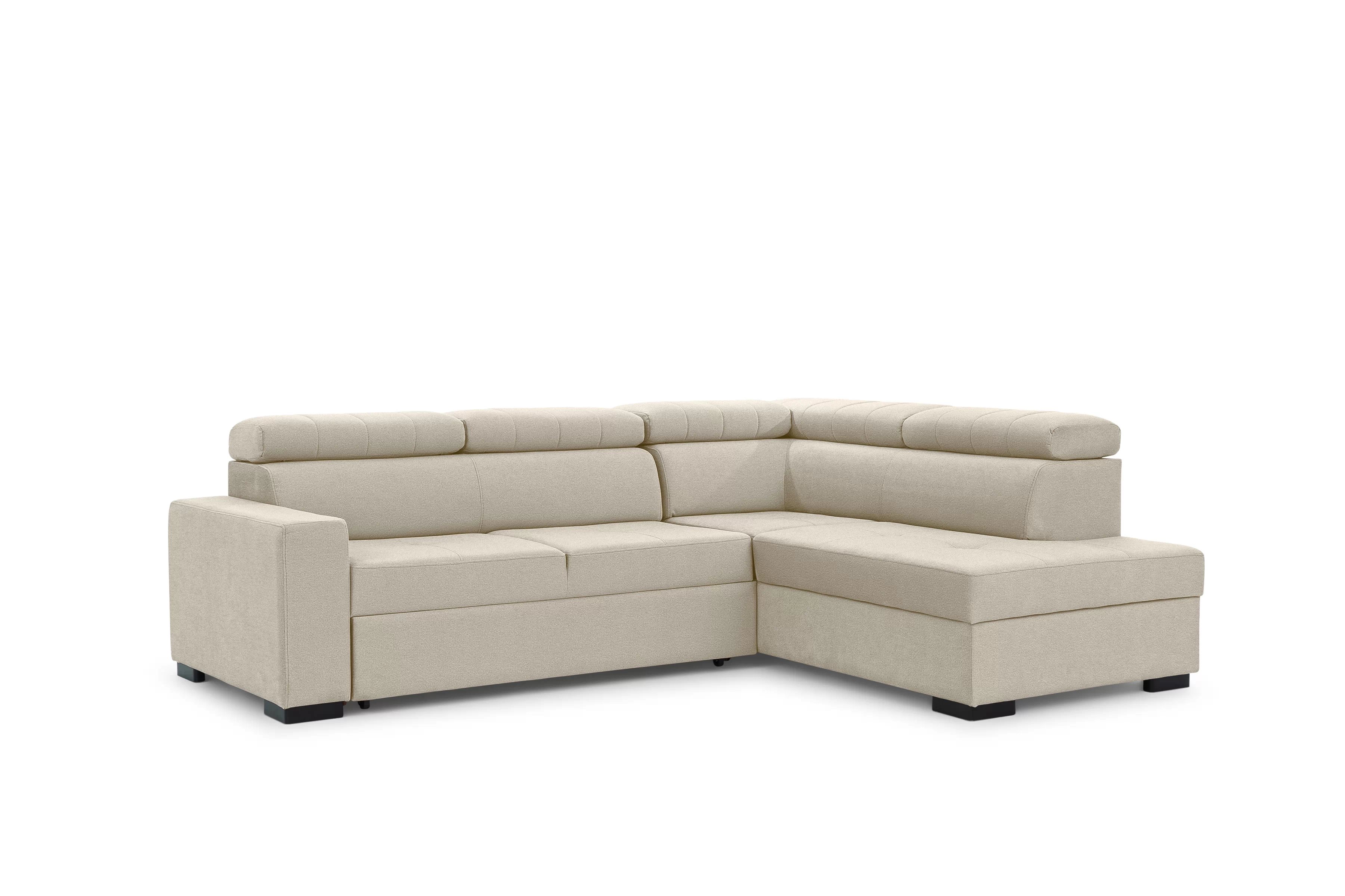 Rozkladacia rohová sedacia súprava Modeno L pravá - krémová pletenina Ado 1601 Rohová sedacia súprava s funkciou spánku Modeno L pravá strana - kremowa plecionka Ado 1601