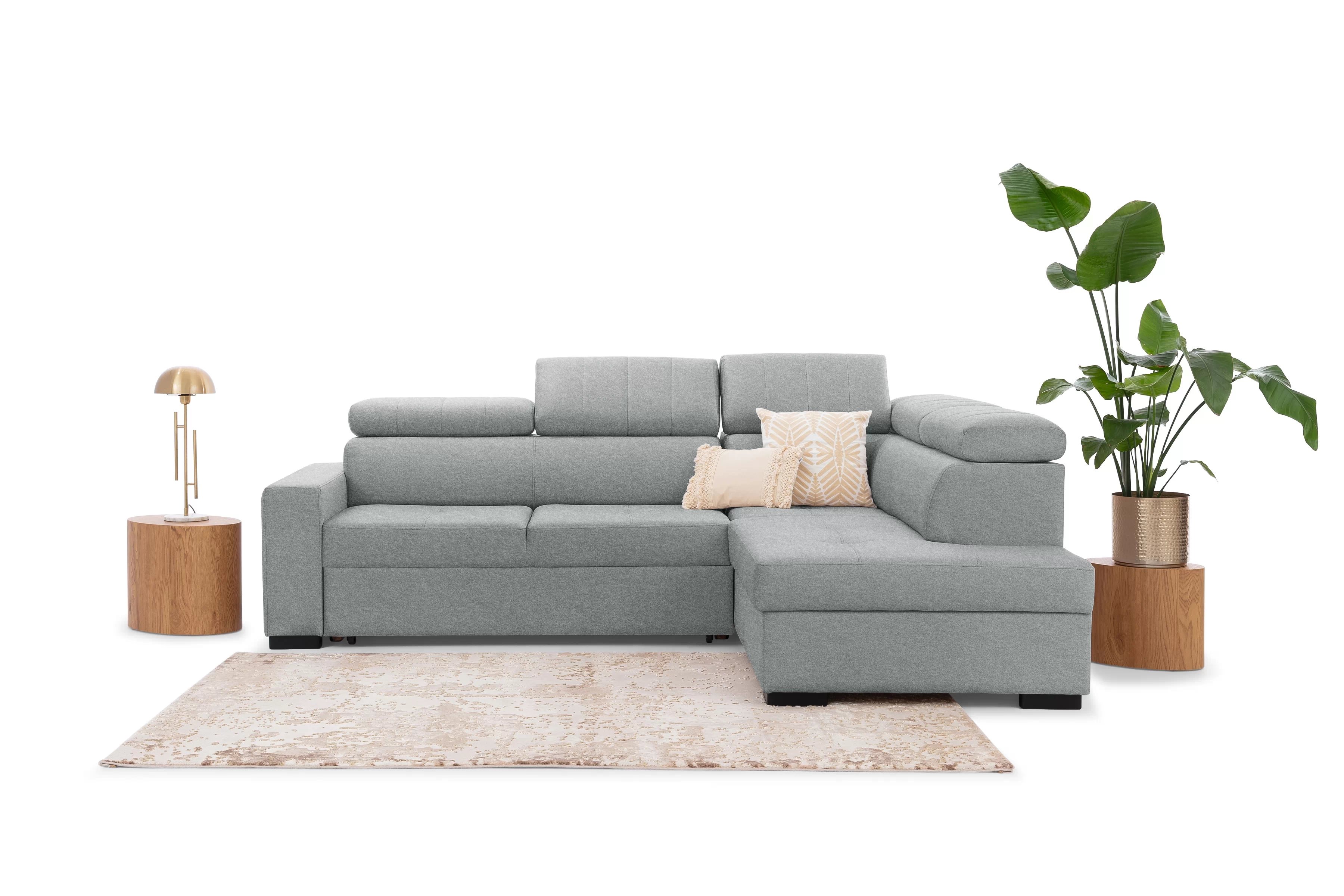 Rozkladacia rohová sedacia súprava Modeno L pravá - sivá pletenina Ado 1615 Rohová sedacia súprava s funkciou spánku Modeno L pravá strana - šedá plecionka Ado 1615