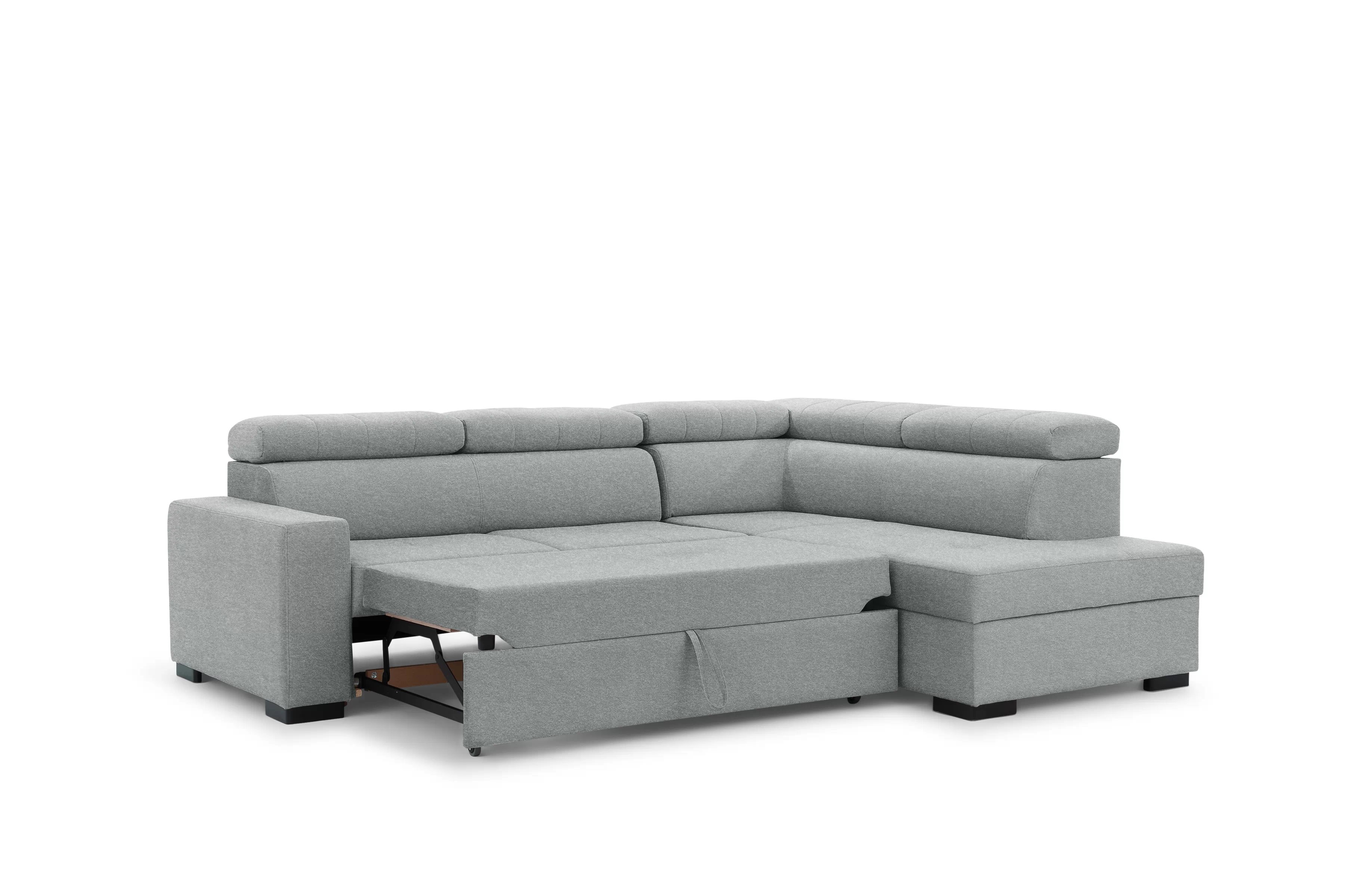 Rozkladacia rohová sedacia súprava Modeno L pravá - sivá pletenina Ado 1615 Rohová sedacia súprava s funkciou spánku Modeno L pravá strana - šedá plecionka Ado 1615