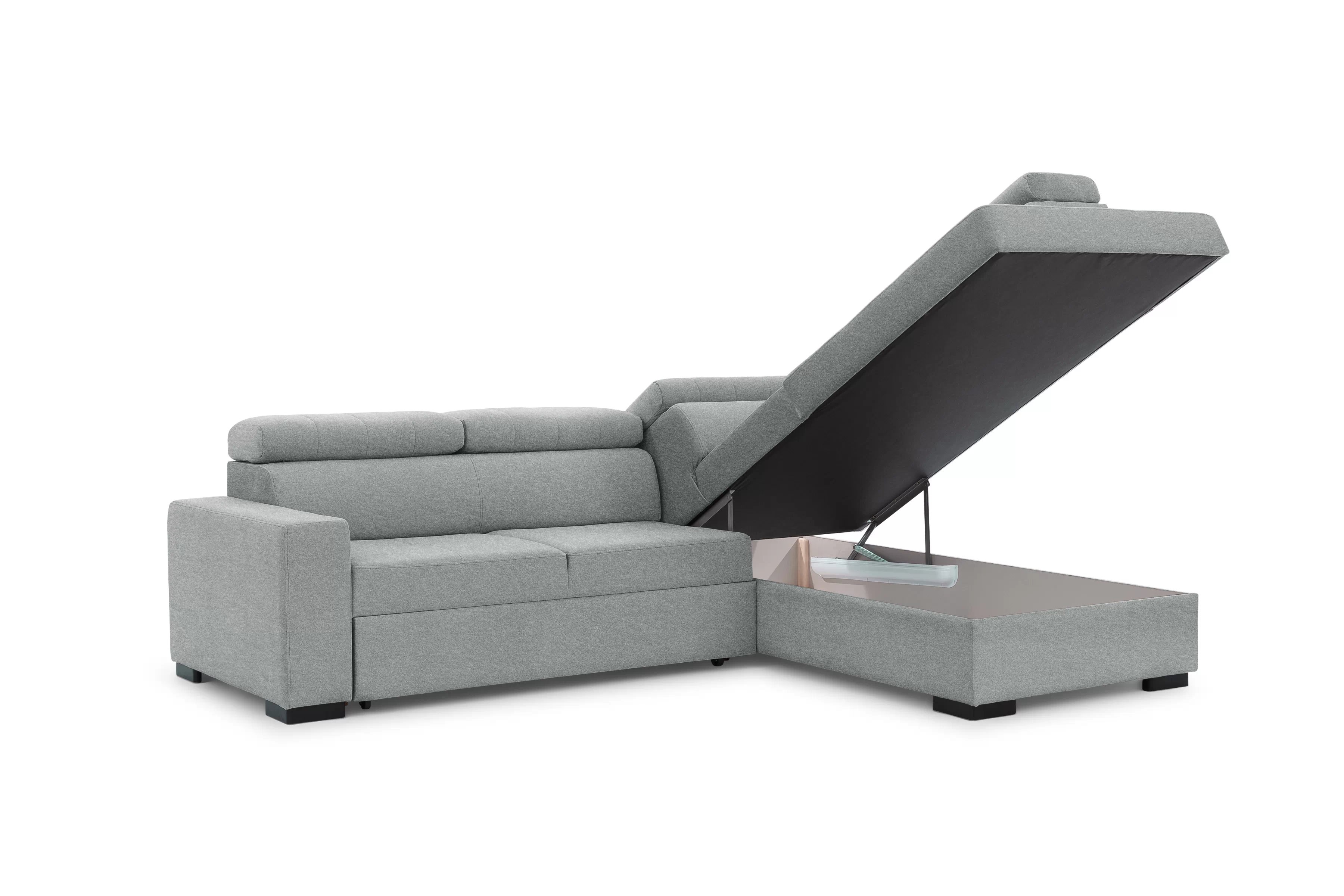 Rozkladacia rohová sedacia súprava Modeno L pravá - sivá pletenina Ado 1615 Rohová sedacia súprava s funkciou spánku Modeno L pravá strana - šedá plecionka Ado 1615