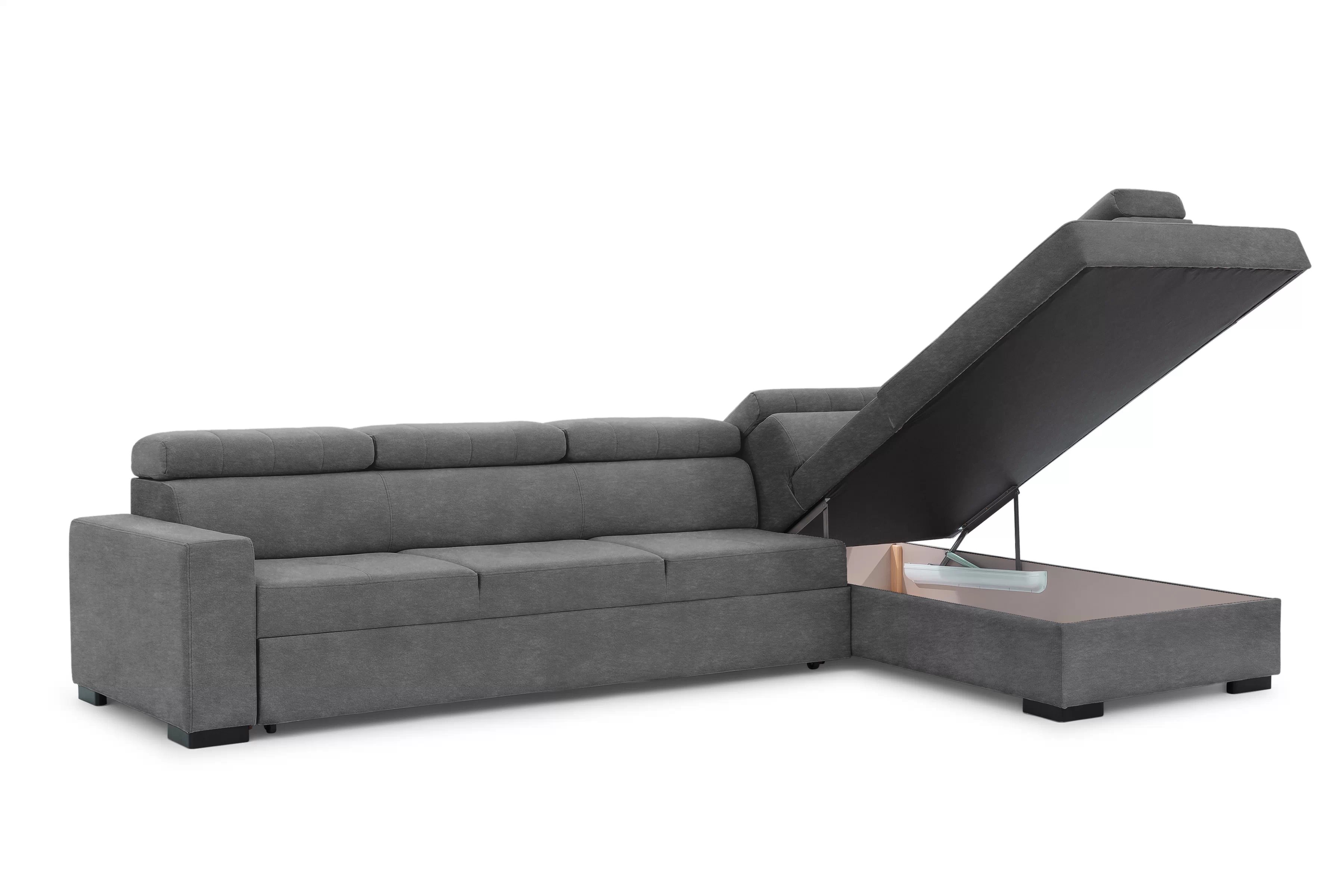 Rozkládací rohová sedací souprava Modeno Maxi pravá - grafitový samet Zetta 304 Rohová sedací souprava rozkládací Modeno Maxi pravá - grafitová samet latwoczyszczacy Zetta 304