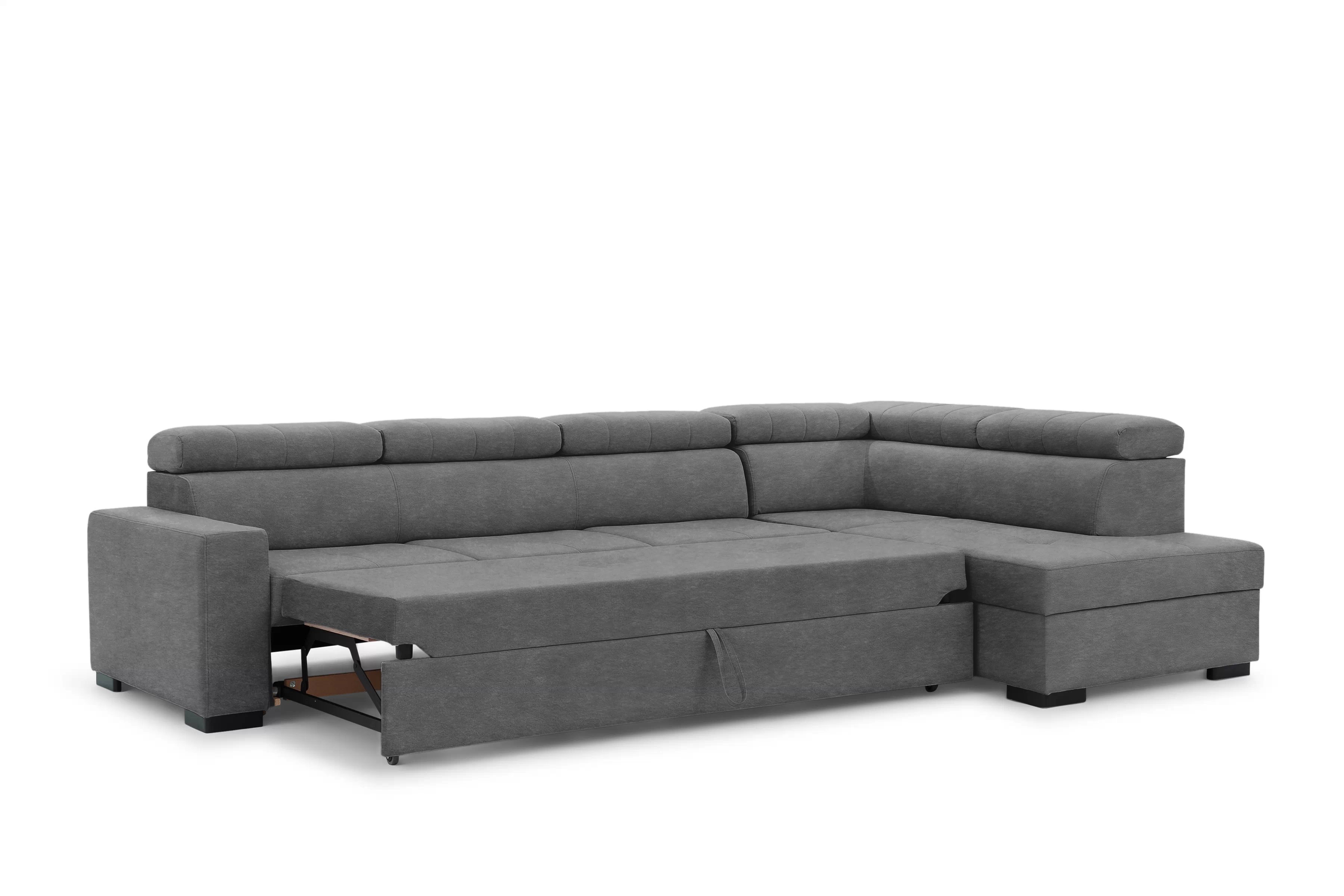 Rozkládací rohová sedací souprava Modeno Maxi pravá - grafitový samet Zetta 304 Rohová sedací souprava rozkládací Modeno Maxi pravá - grafitová samet latwoczyszczacy Zetta 304