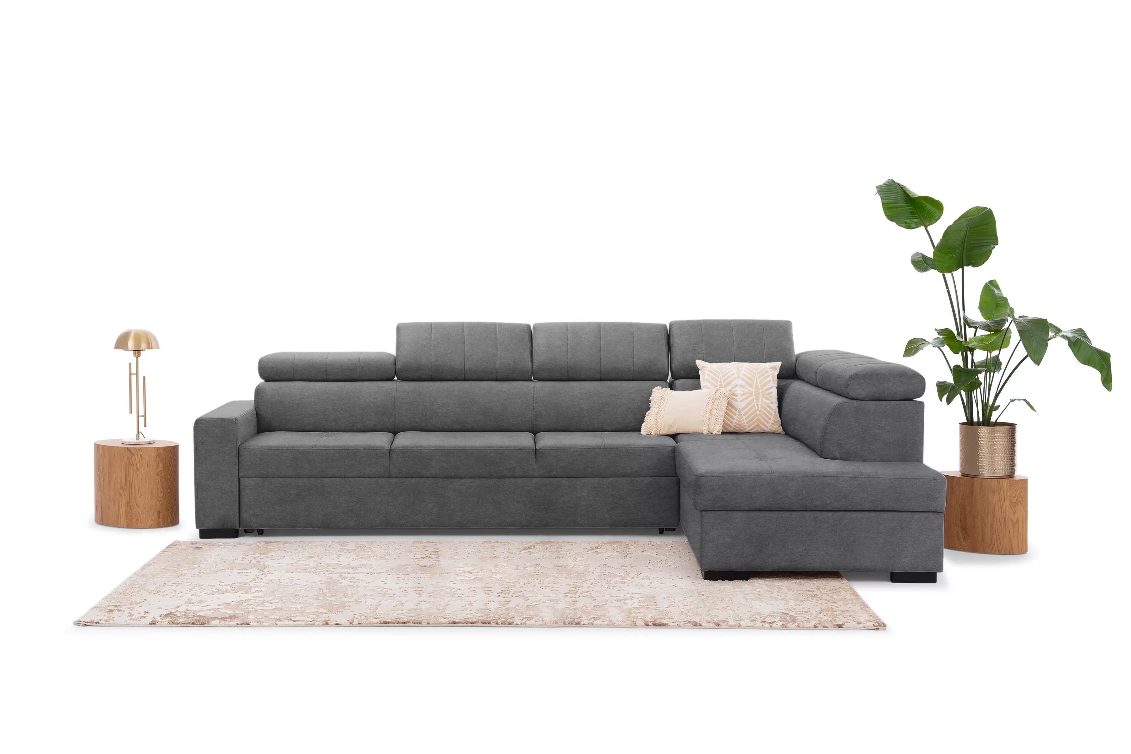 Rozkládací rohová sedací souprava Modeno Maxi pravá - grafitový samet Zetta 304 Rohová sedací souprava rozkládací Modeno Maxi pravá - grafitová samet latwoczyszczacy Zetta 304