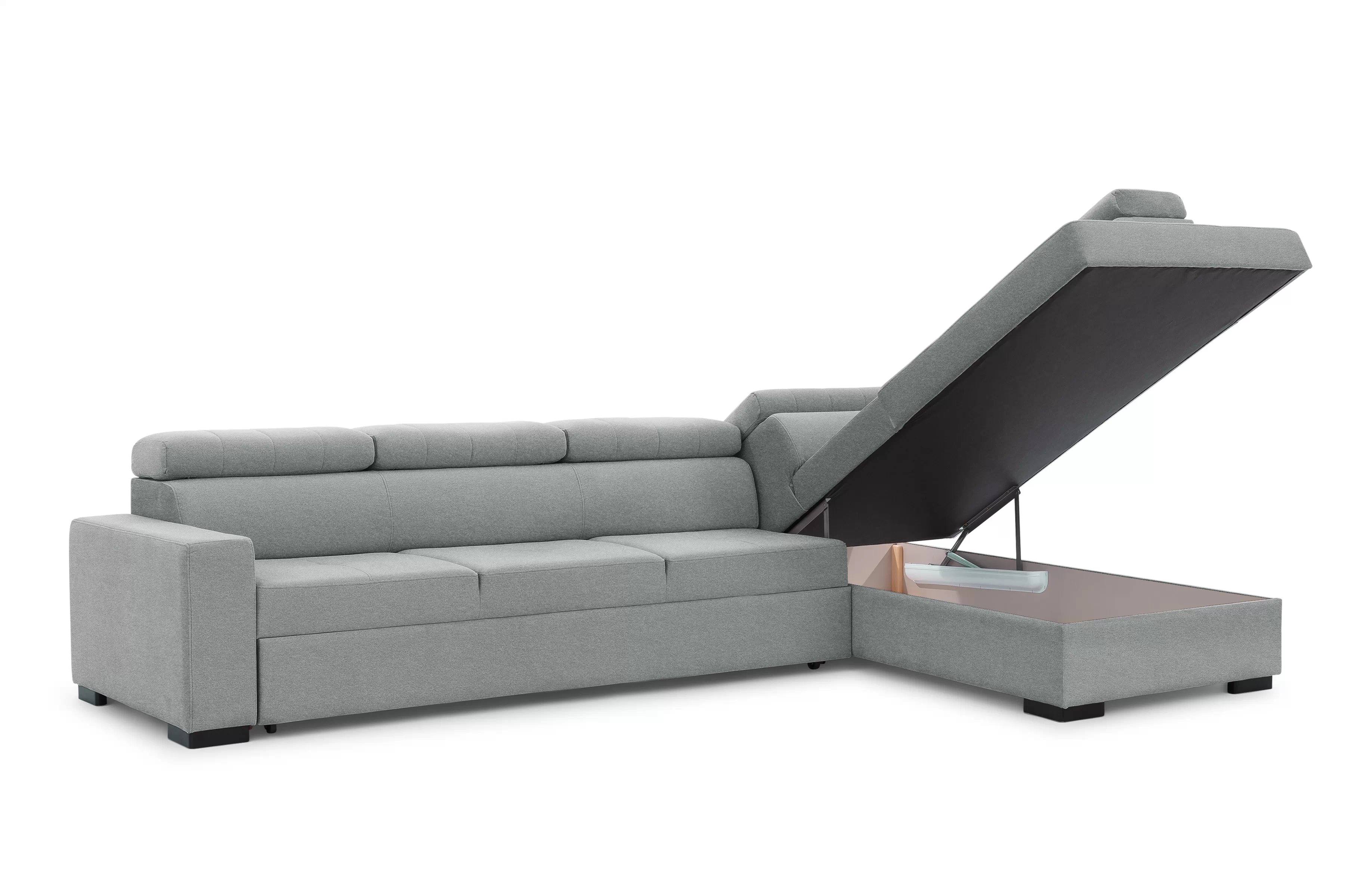 Rohová sedací souprava Modeno Maxi pravá s rozkladem - šedá pletenina Ado 1615 Rohová sedací souprava rozkládací Modeno Maxi pravá - šedá plecionka Ado 1615