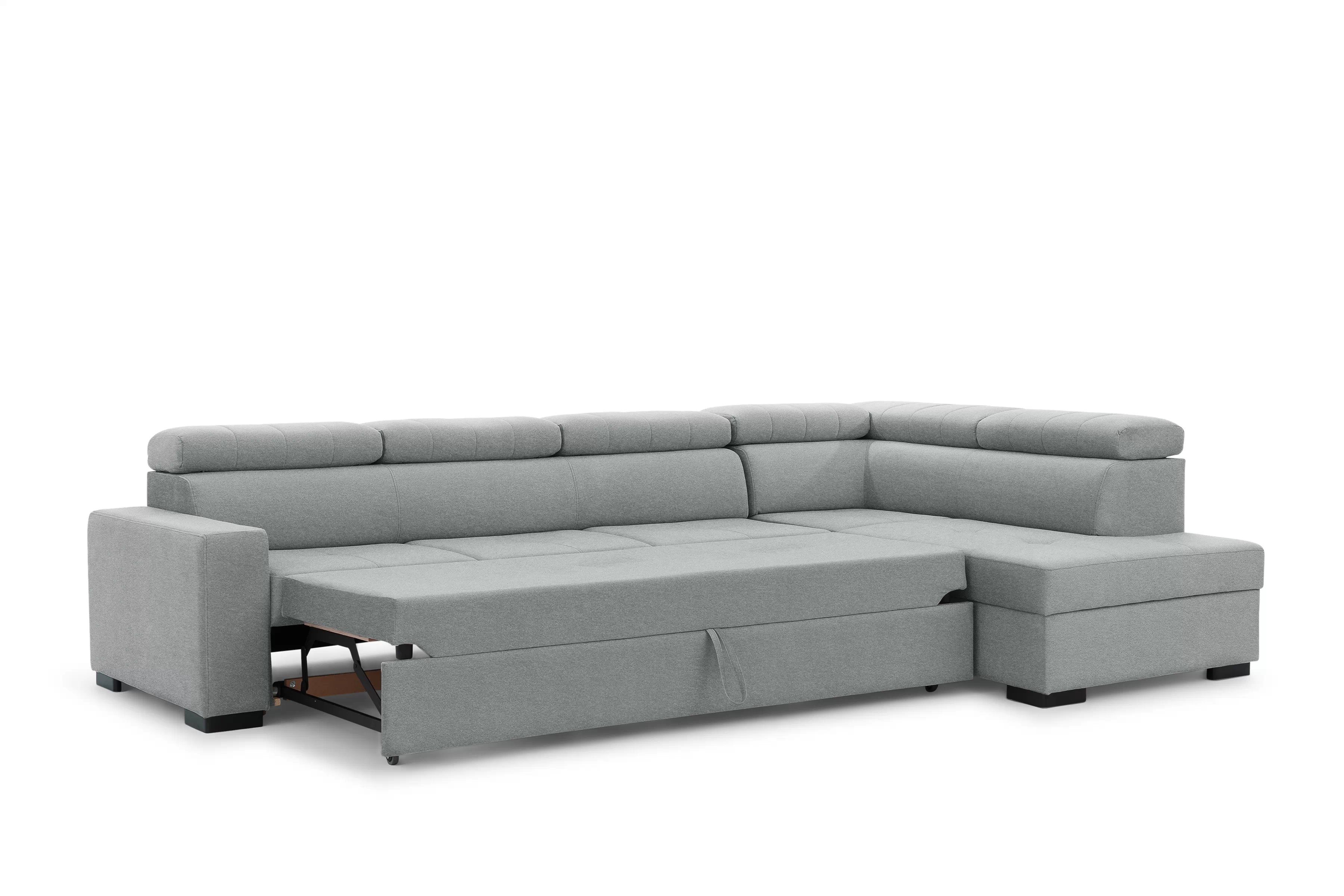 Rohová sedací souprava Modeno Maxi pravá s rozkladem - šedá pletenina Ado 1615 Rohová sedací souprava rozkládací Modeno Maxi pravá - šedá plecionka Ado 1615