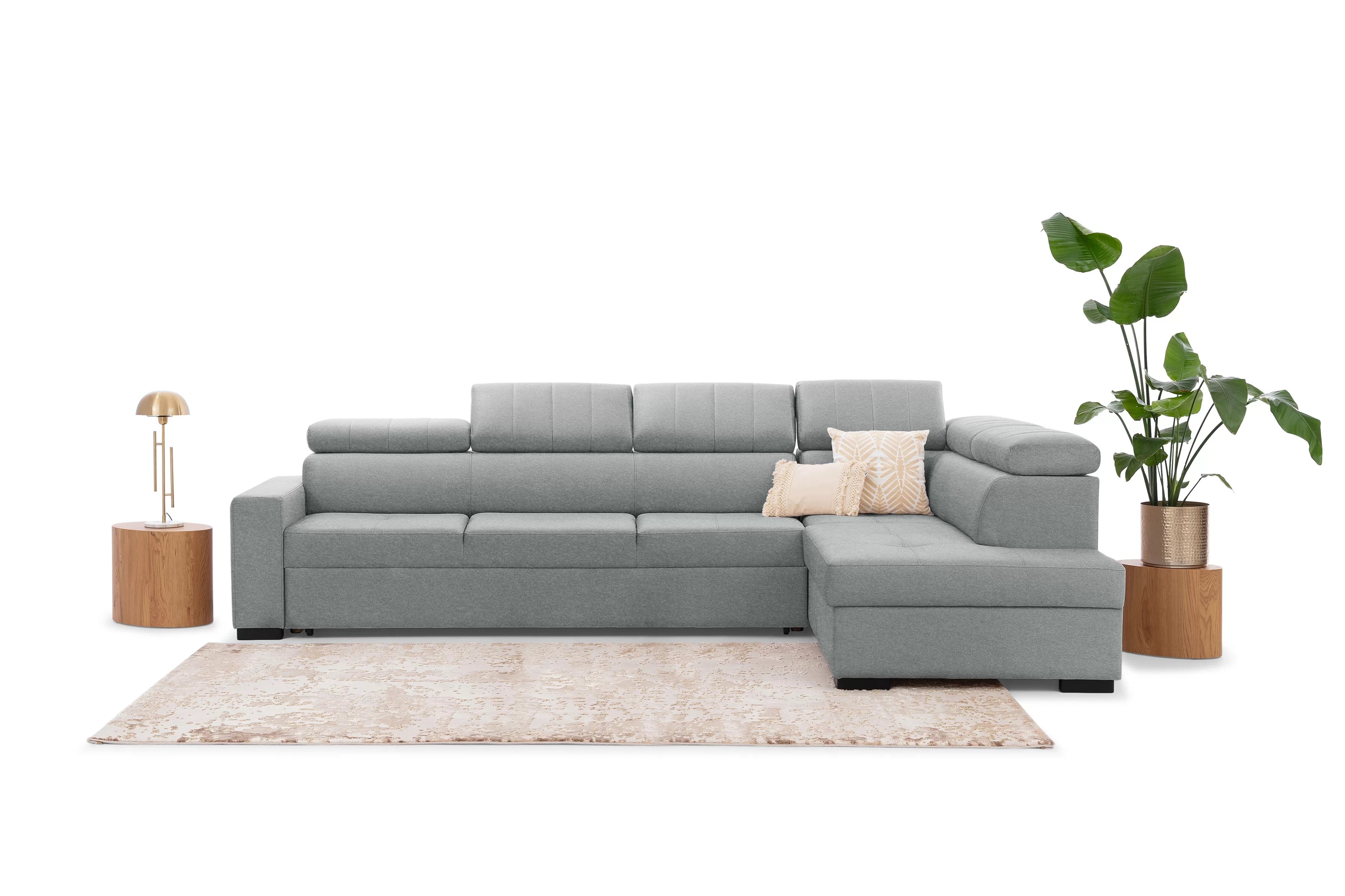 Rohová sedací souprava Modeno Maxi pravá s rozkladem - šedá pletenina Ado 1615 Rohová sedací souprava rozkládací Modeno Maxi pravá - šedá plecionka Ado 1615