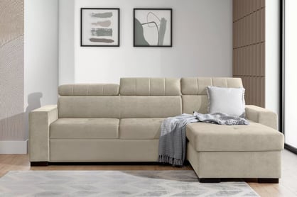 Colțar extensibil Modeno Mini universal stânga/dreapta - bej împletitură Ado 1601 Halva Naroznik z funkcja de dormit Modeno Mini uniwersalny stânga/dreaptă - bezowa Produse tricotate Ado 1601 Halva