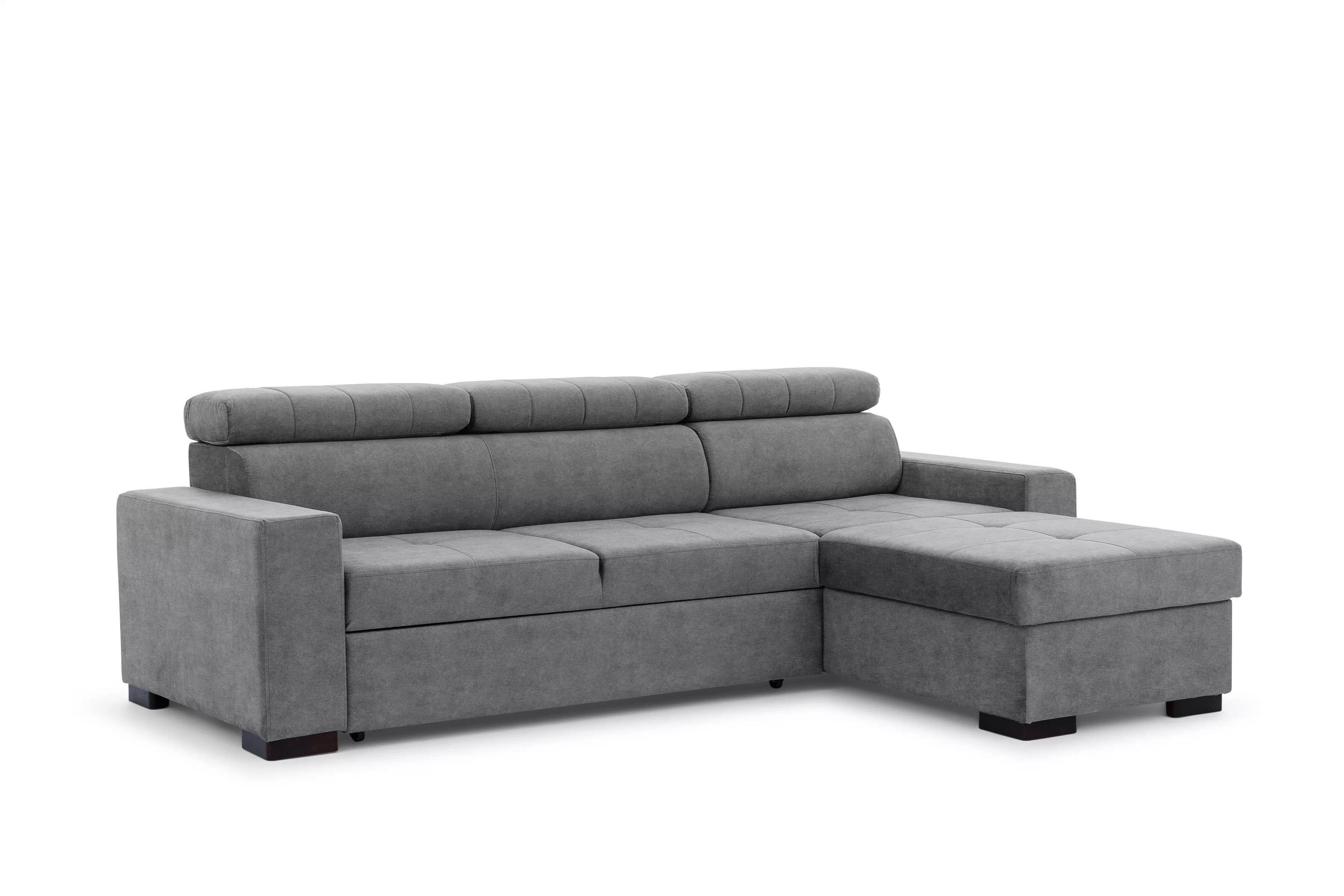 Rozkládací rohová sedací souprava Modeno Mini - šedá Zetta 304 Rohová sedací souprava rozkládací Modeno Mini uniwersalny Levá/pravý - šedá welwet latwoczyszczacy Zetta 304 