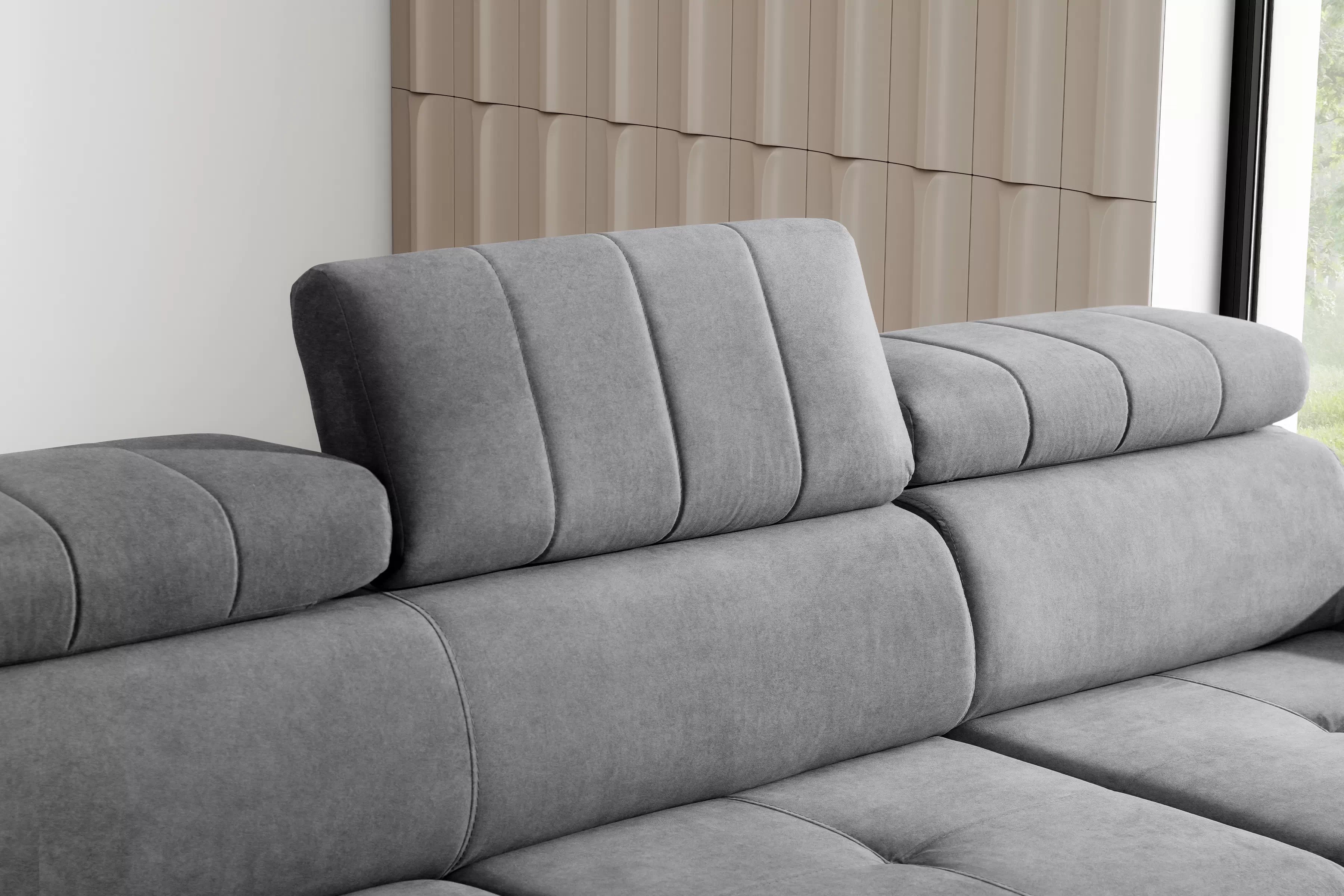 Rozkládací rohová sedací souprava Modeno Mini - šedá Zetta 304 Rohová sedací souprava rozkládací Modeno Mini uniwersalny Levá/pravý - šedá welwet latwoczyszczacy Zetta 304 