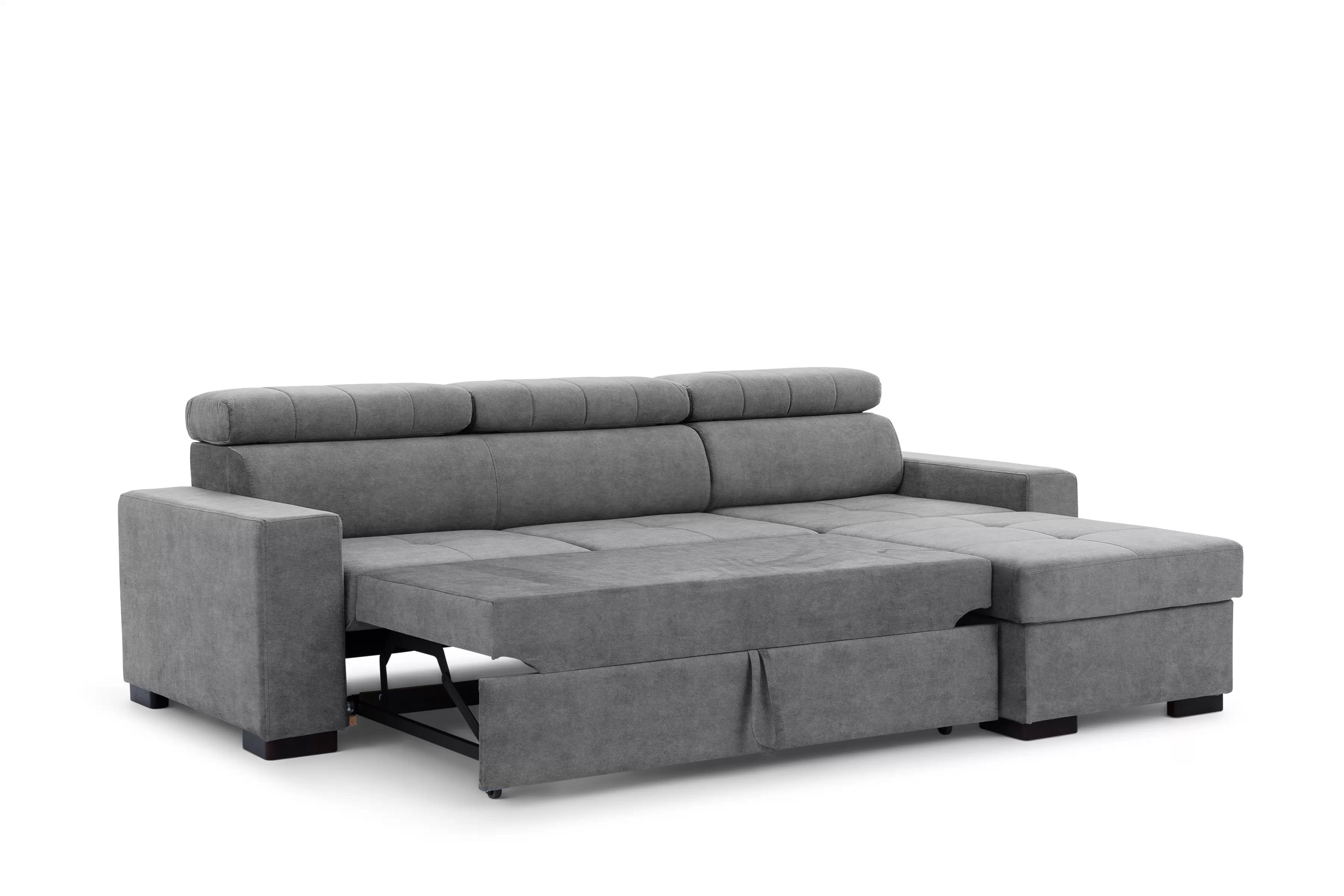 Rozkládací rohová sedací souprava Modeno Mini - šedá Zetta 304 Rohová sedací souprava rozkládací Modeno Mini uniwersalny Levá/pravý - šedá welwet latwoczyszczacy Zetta 304 