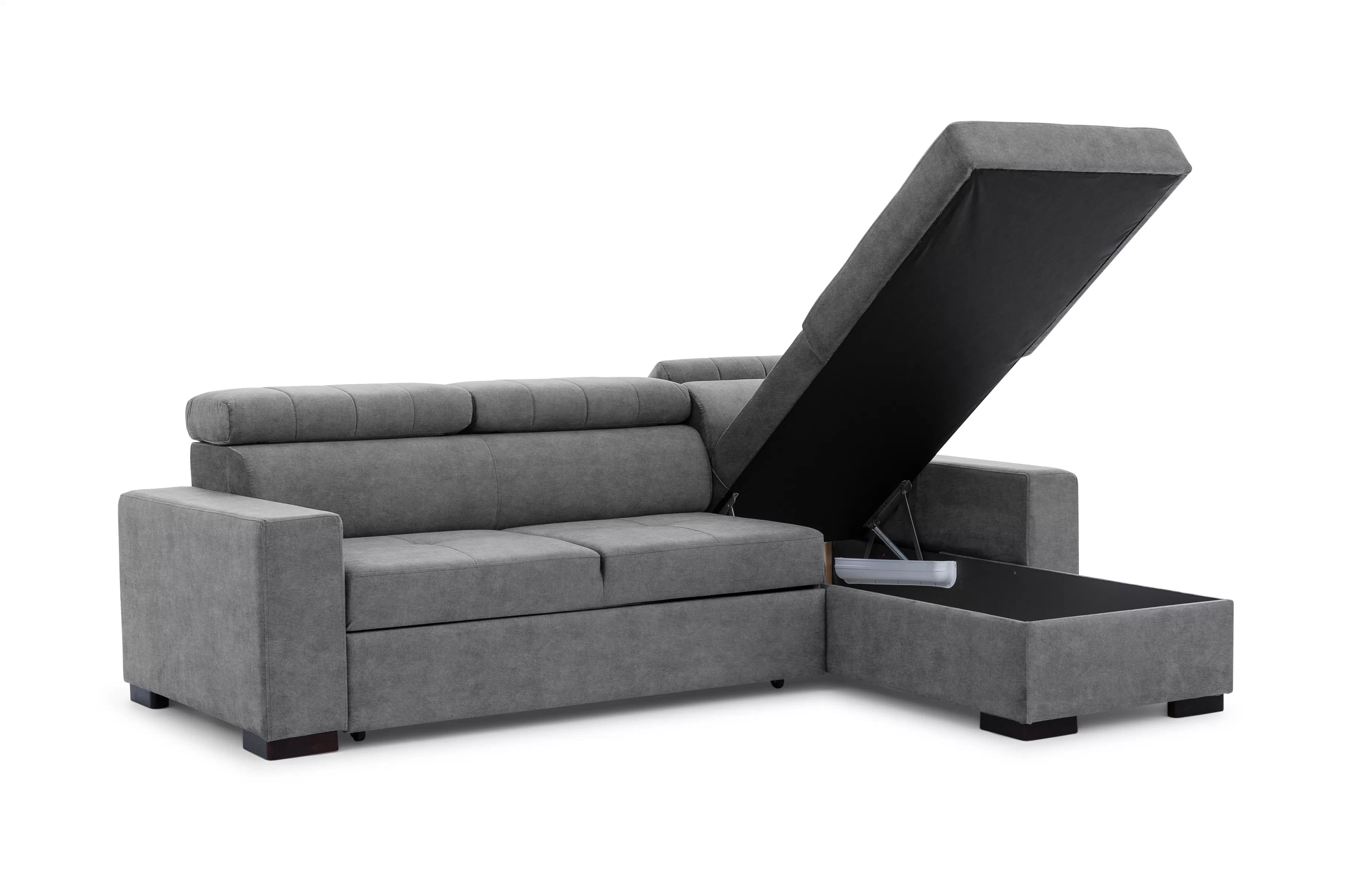 Rozkládací rohová sedací souprava Modeno Mini - šedá Zetta 304 Rohová sedací souprava rozkládací Modeno Mini uniwersalny Levá/pravý - šedá welwet latwoczyszczacy Zetta 304 