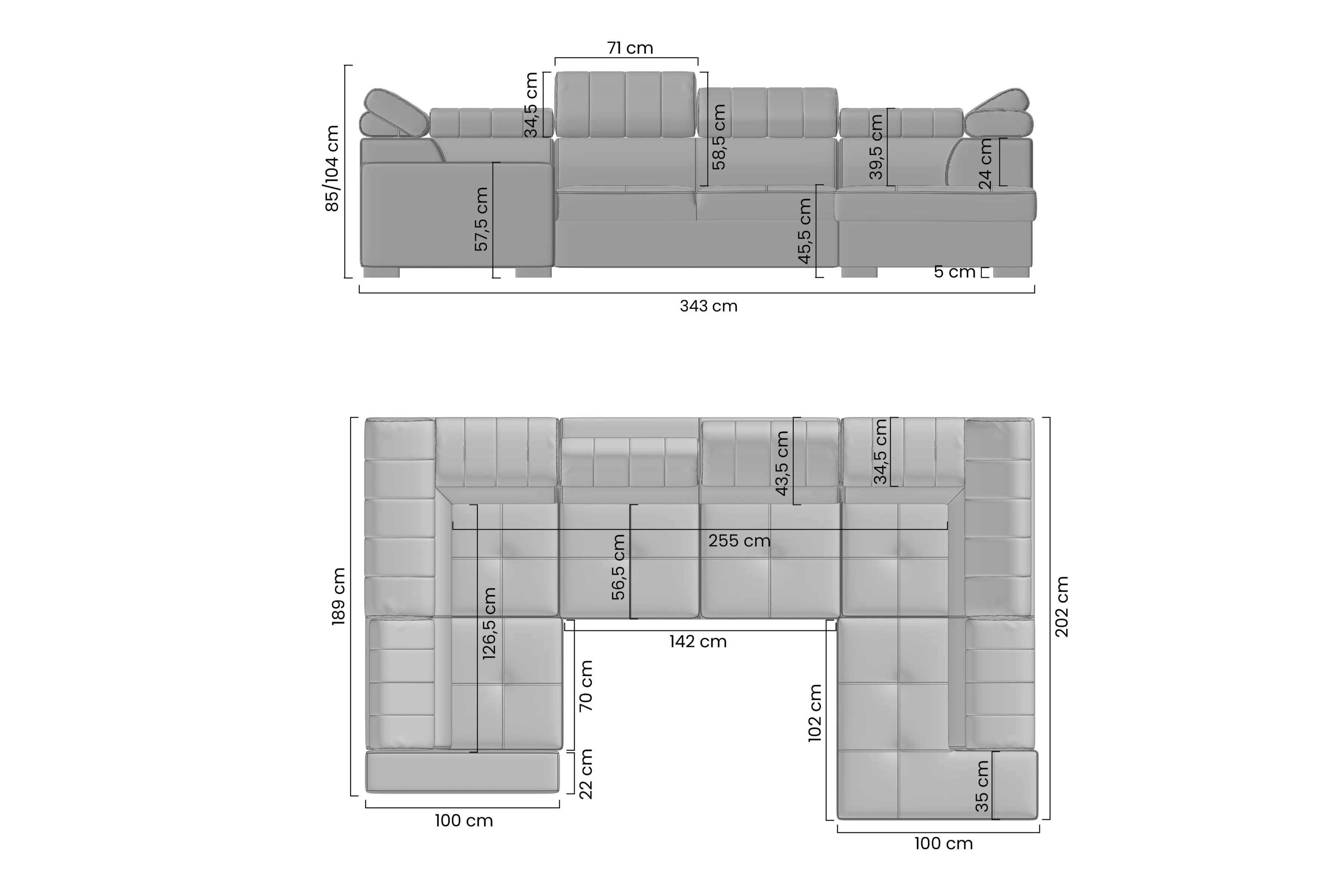 Rozkládací rohová sedací souprava Modeno U Rohová sedací souprava rozkládací Modeno U
