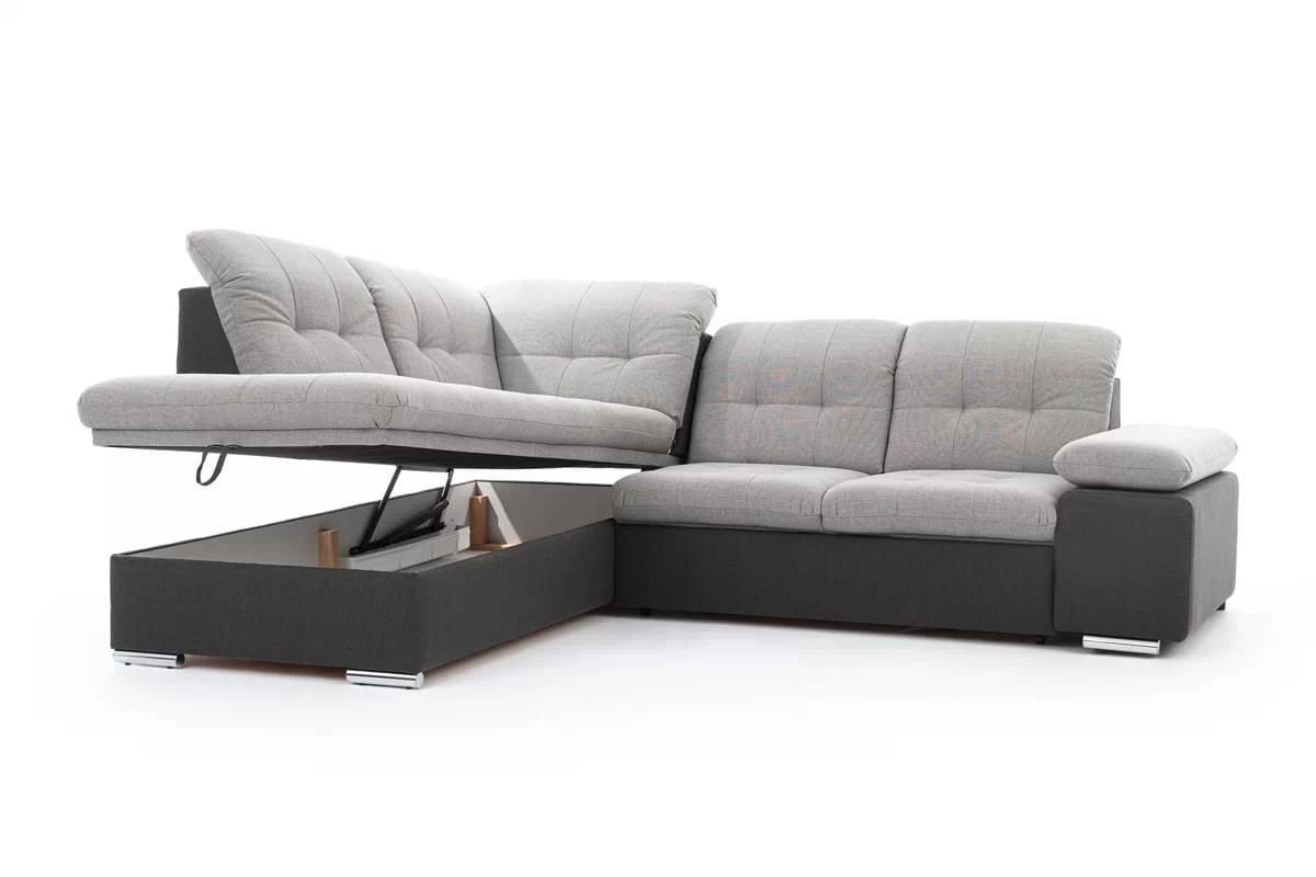 Rohová sedacia súprava Palermo L ľavá - šedá / grafitová pletenina Inari 91/95 Rohová sedacia súprava s úložným priestorom na posciel 