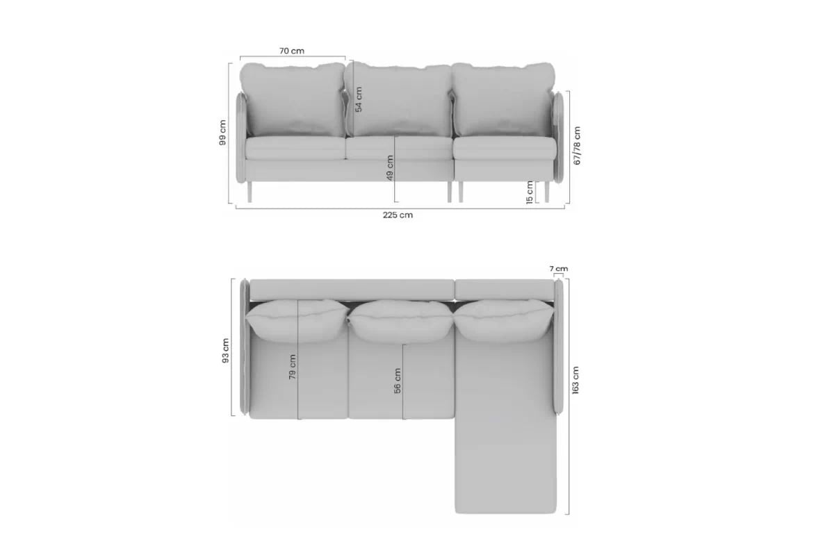 Rozkládací rohová sedací souprava Taila Mini levá - béžová látka Loft 02 / černé nožky Rohová sedací souprava rozkládací Taila Mini levá - béžová plecionka Loft 02 / černé nožičky