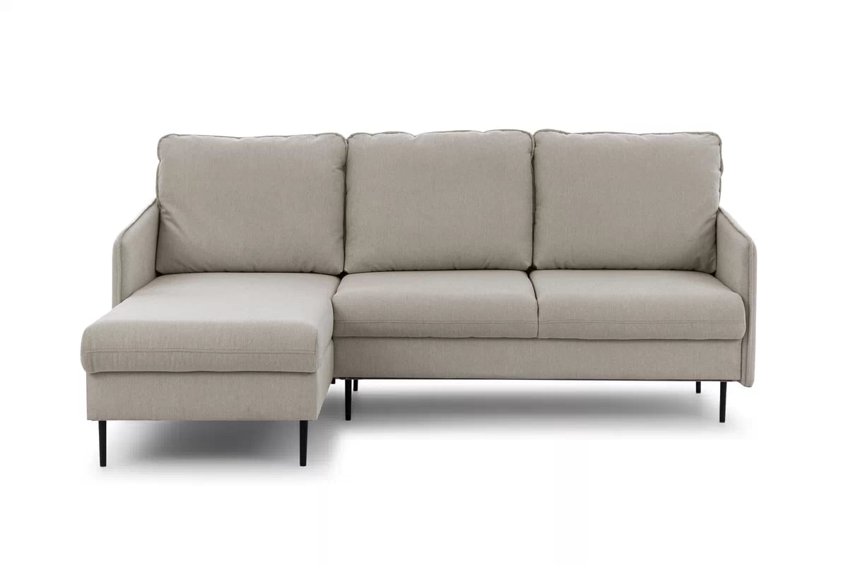 Rozkládací rohová sedací souprava Taila Mini levá - béžová látka Loft 02 / černé nožky Rohová sedací souprava rozkládací Taila Mini levá - béžová plecionka Loft 02, černá Nohy