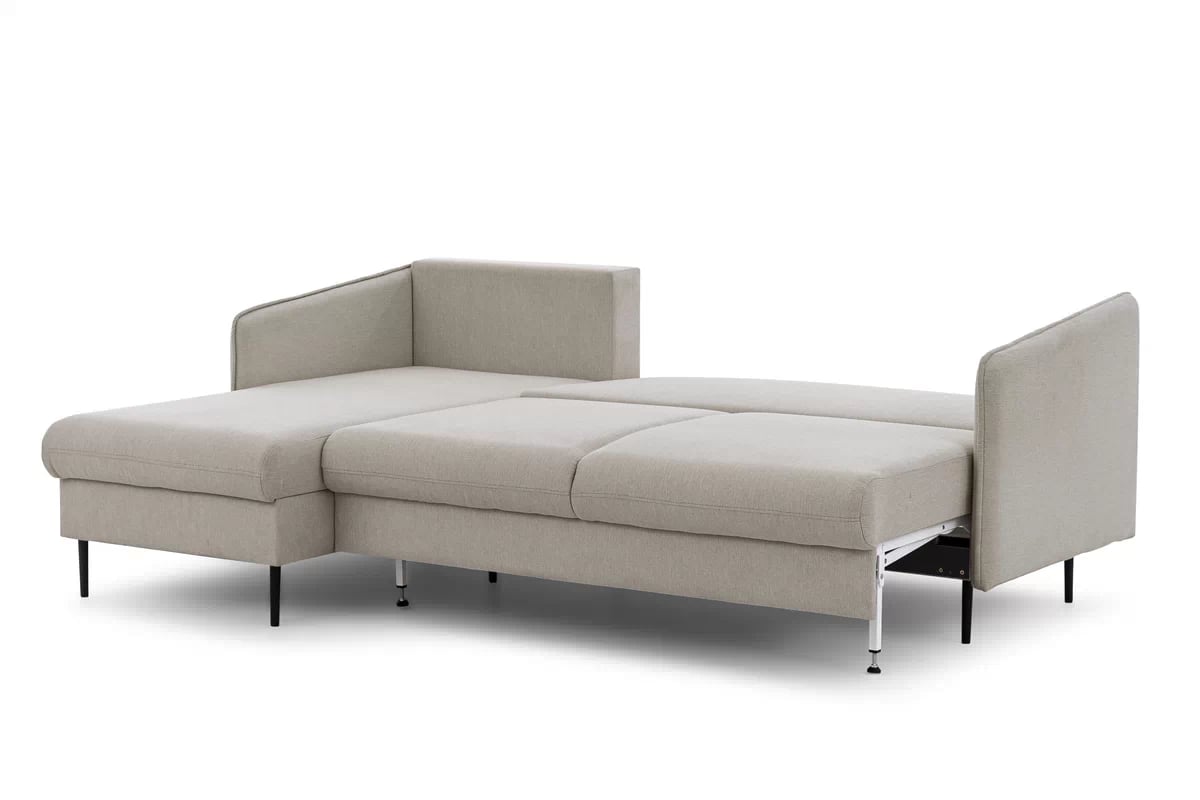 Rozkládací rohová sedací souprava Taila Mini levá - béžová látka Loft 02 / černé nožky Rohová sedací souprava rozkládací Taila Mini levá - béžová plecionka Loft 02, černá Nohy