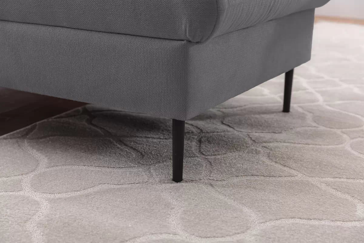 Rozkladacia rohová sedačka Taila Mini ľavá - šedá pletenina Loft 19 / čierne nožičky Rohová sedacia súprava s funkciou spania Taila Mini Ľavá strana - šedá plecionka Loft 19, čierny nožičky