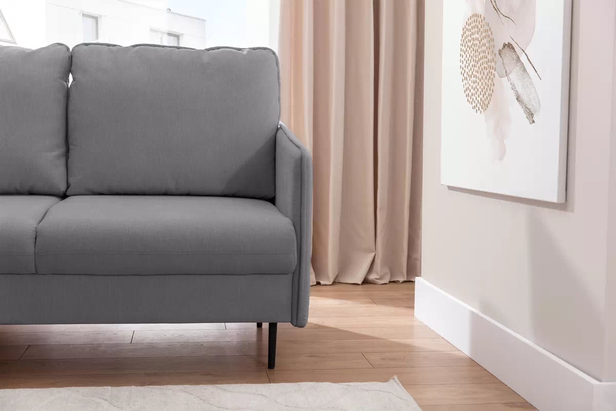 Rozkladacia rohová sedačka Taila Mini ľavá - šedá pletenina Loft 19 / čierne nožičky Rohová sedacia súprava s funkciou spania Taila Mini Ľavá strana - šedá plecionka Loft 19, čierny nožičky