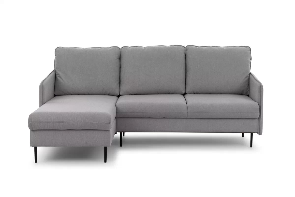 Rozkladacia rohová sedačka Taila Mini ľavá - šedá pletenina Loft 19 / čierne nožičky Rohová sedacia súprava s funkciou spania Taila Mini Ľavá strana - šedá plecionka Loft 19, čierny nožičky