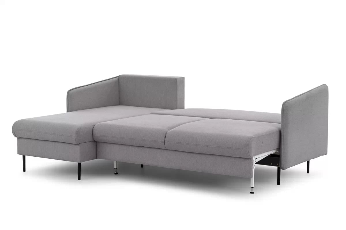 Rozkladacia rohová sedačka Taila Mini ľavá - šedá pletenina Loft 19 / čierne nožičky Rohová sedacia súprava s funkciou spania Taila Mini Ľavá strana - šedá plecionka Loft 19, čierny nožičky