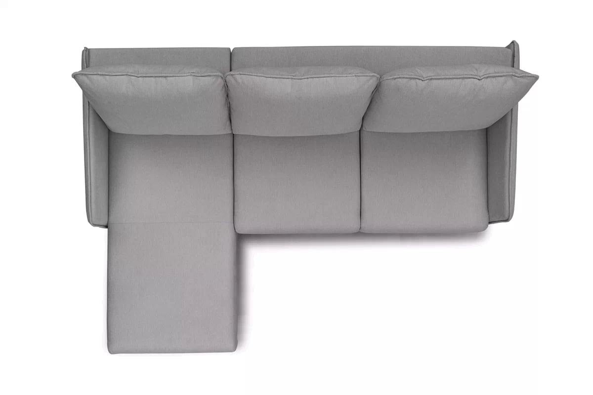 Rozkladacia rohová sedačka Taila Mini ľavá - šedá pletenina Loft 19 / čierne nožičky Rohová sedacia súprava s funkciou spania Taila Mini Ľavá strana - šedá plecionka Loft 19, čierny nožičky