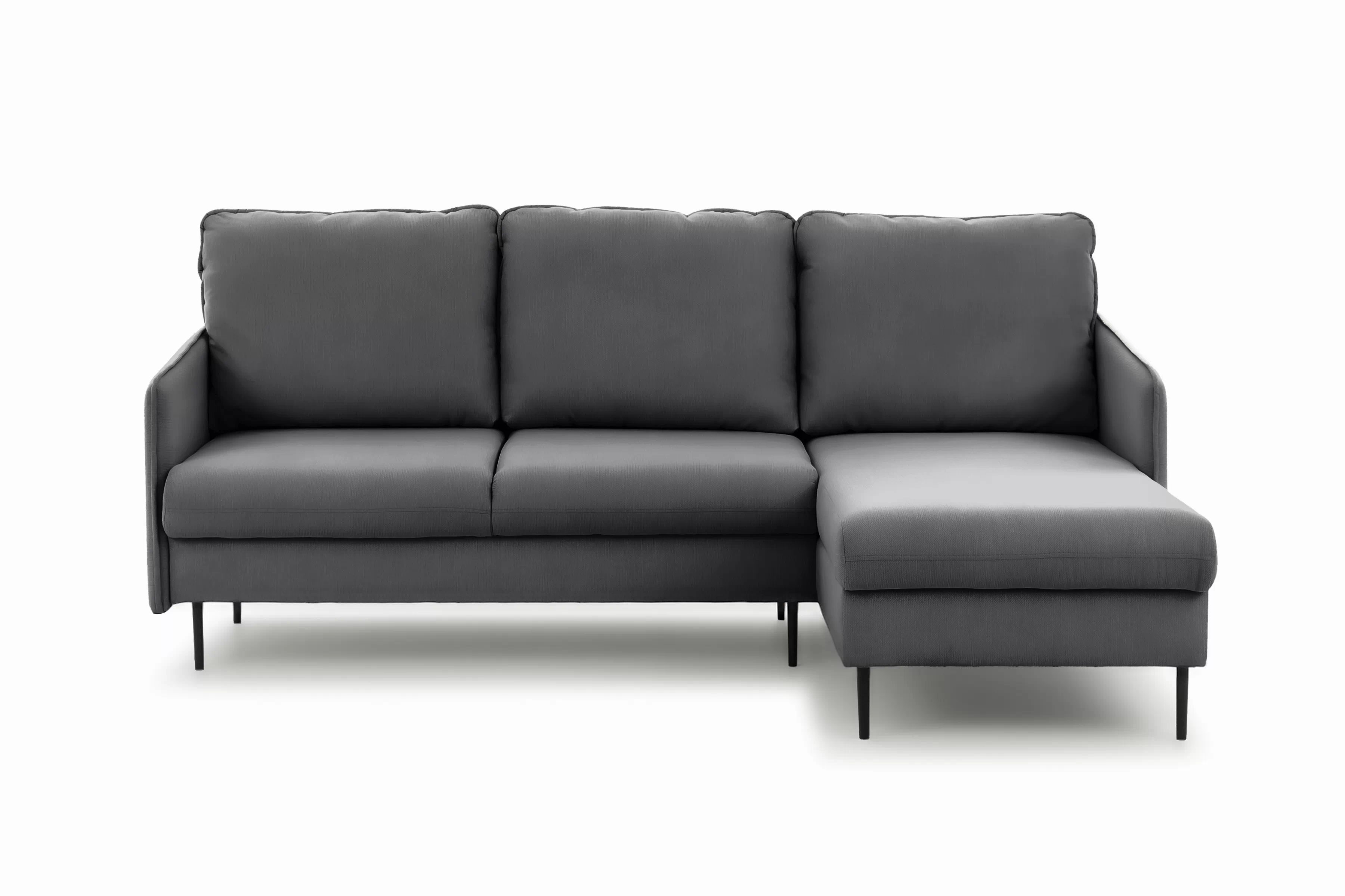 Rozkladacia rohová sedačka Taila Mini pravá - šedý zamat Velluto 18 / čierne nožičky Rohová sedacia súprava s funkciou spánku Taila Mini pravá strana - šedý velúr Velluto 18 / čierny nožičky