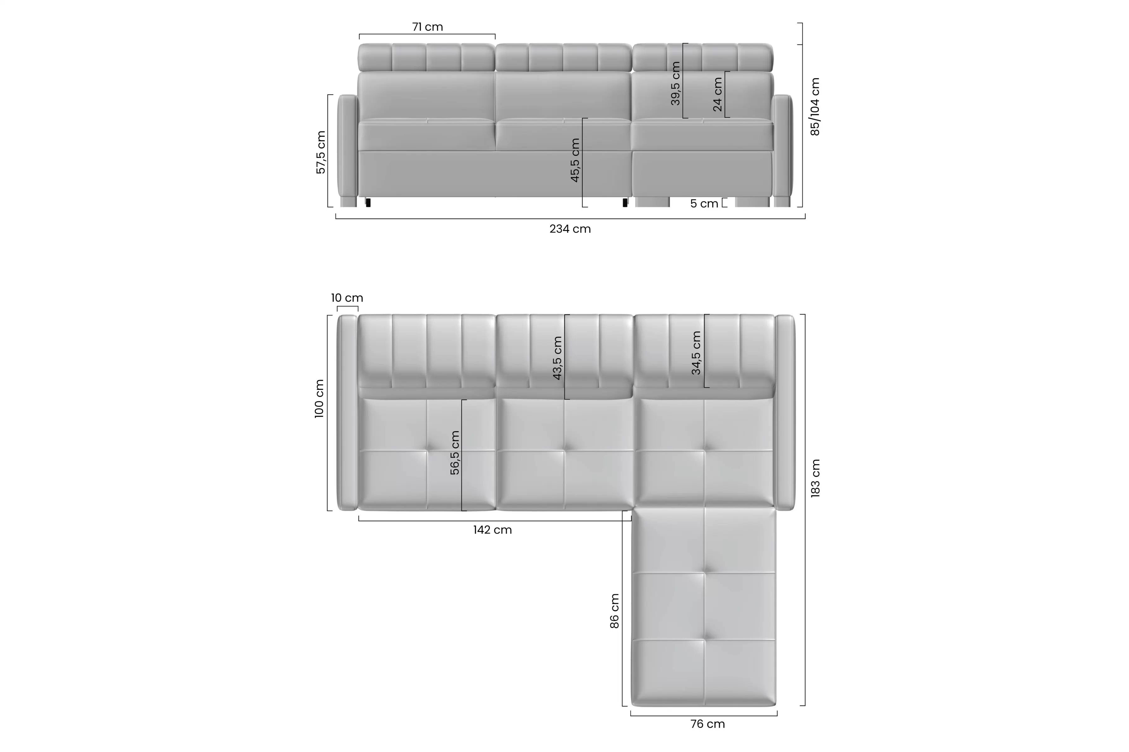 Rozkládací rohová sedací souprava Taremo Mini - šedá Cloud 82 Rohová sedací souprava rozkládací Taremo Mini uniwersalny pravý/Levá - šedá welwet Cloud 82