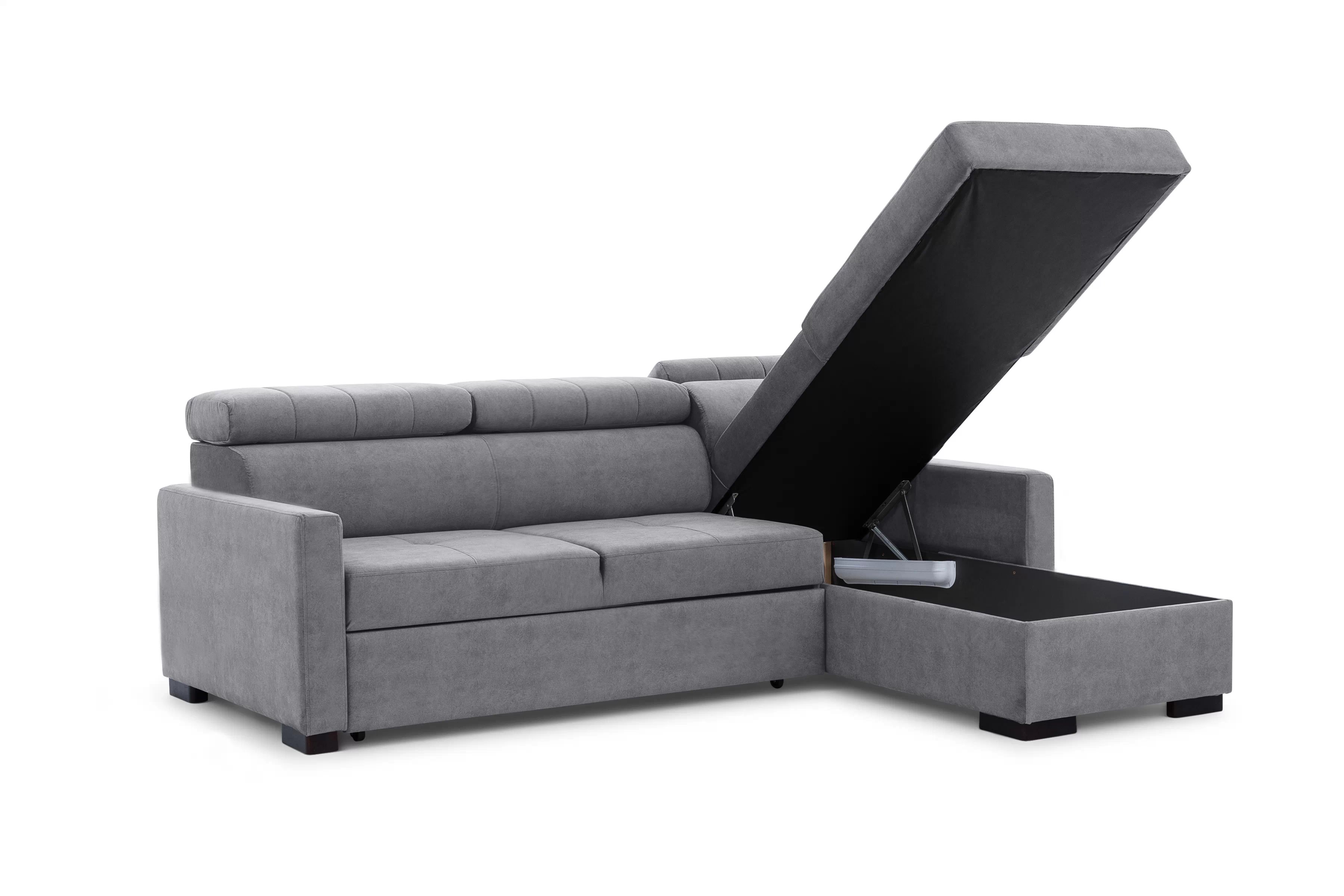 Rozkládací rohová sedací souprava Taremo Mini - šedá Cloud 82 Rohová sedací souprava rozkládací Taremo Mini uniwersalny pravý/Levá - šedá welwet Cloud 82