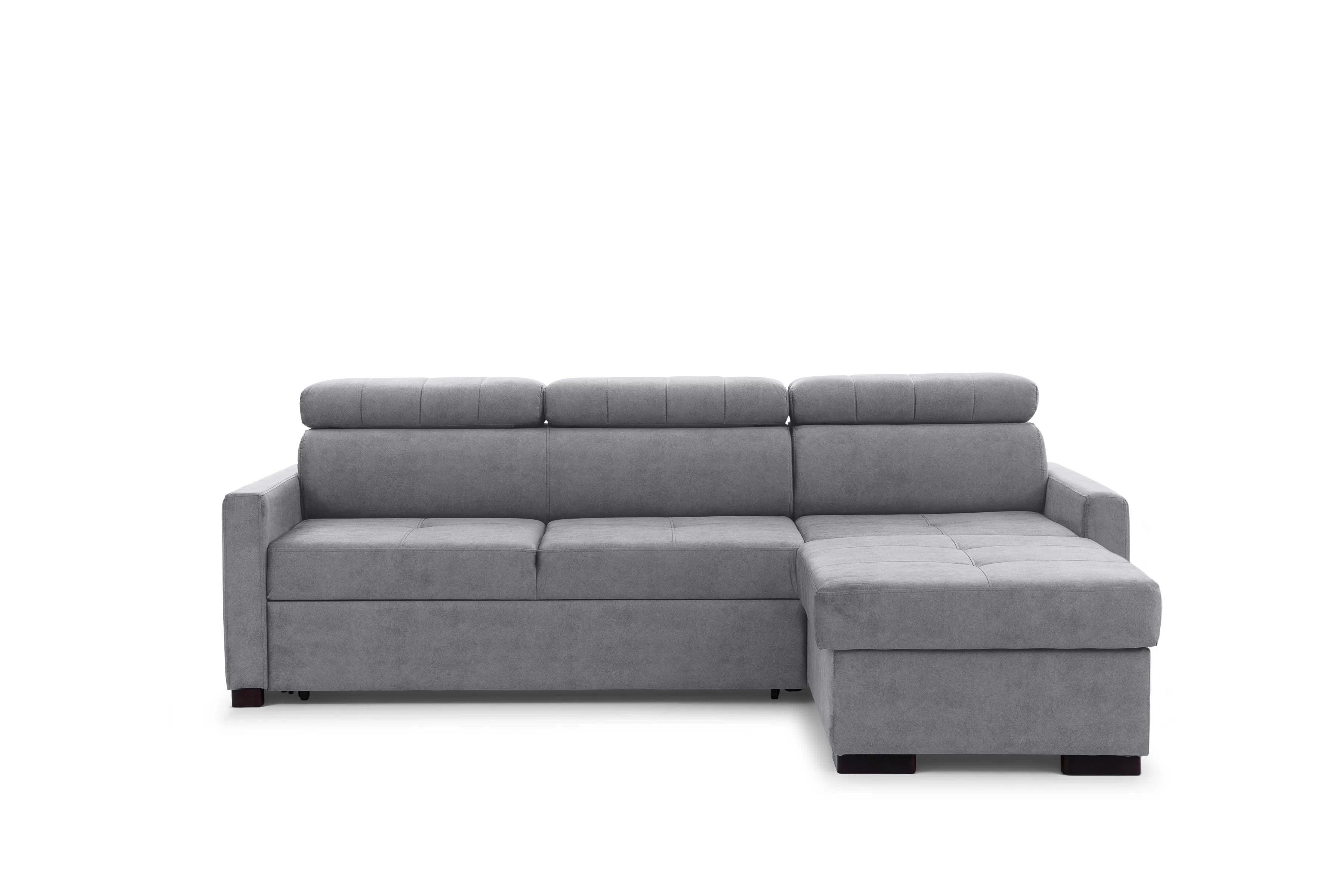 Rozkládací rohová sedací souprava Taremo Mini - šedá Cloud 82 Rohová sedací souprava rozkládací Taremo Mini uniwersalny pravý/Levá - šedá welwet Cloud 82