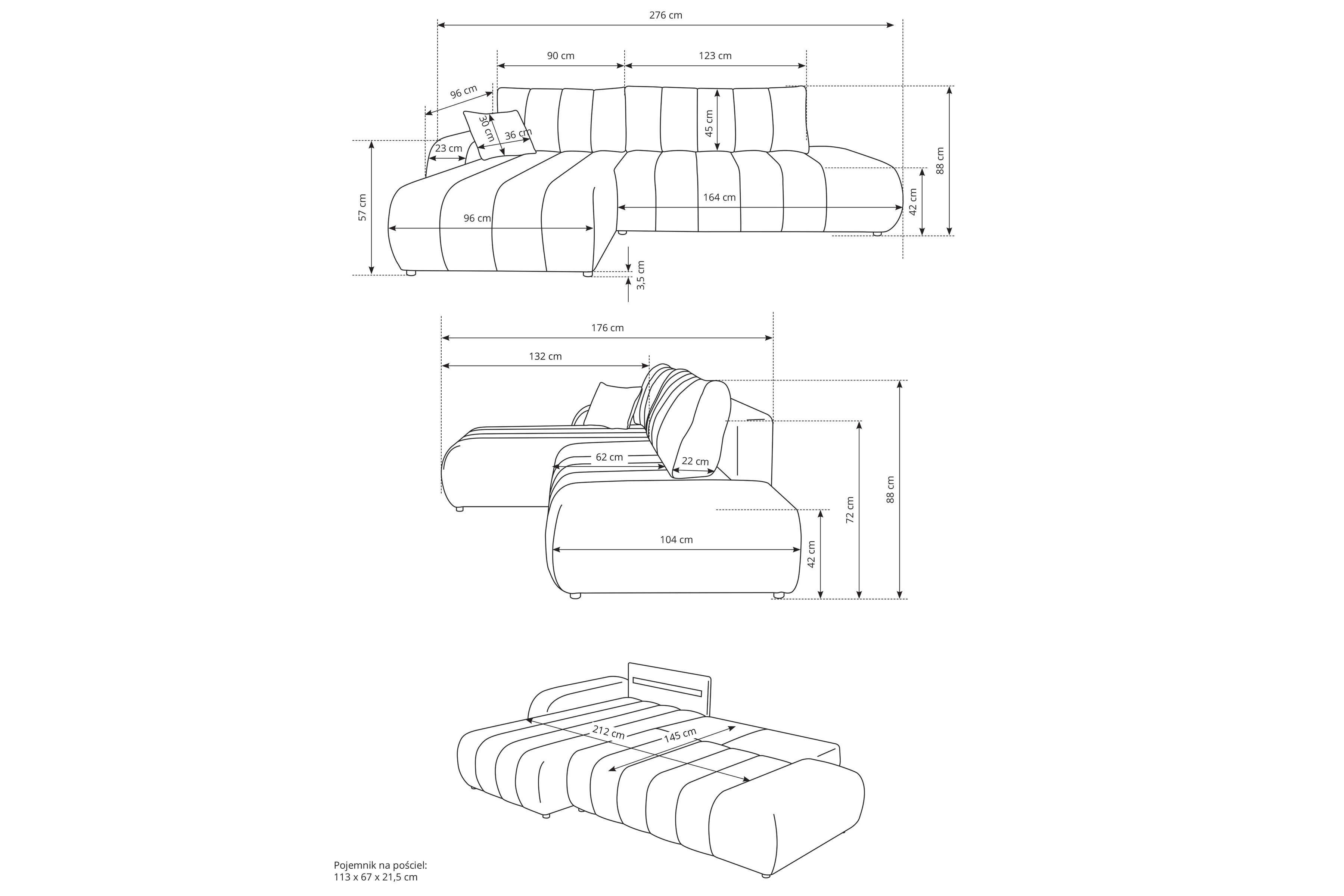 Rozkladacia rohová sedacia súprava Zelio Rohová sedacia súprava s funkciou spania Zelio 