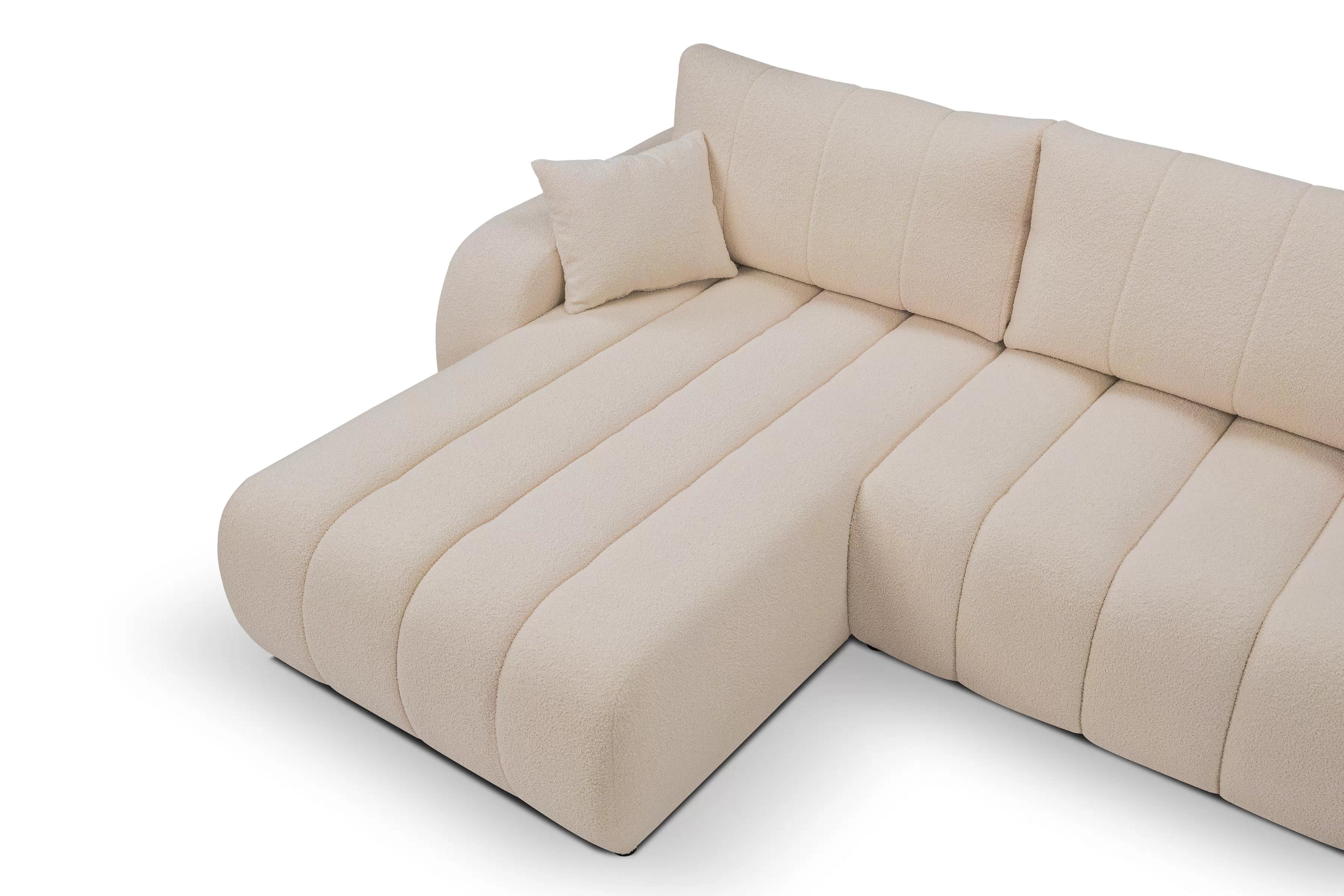 Rozkládací rohová sedací souprava Zelio levá - béžová Lambi 5 Rohová sedací souprava rozkládací Zelio levá - kramowa boucle Lambi 5