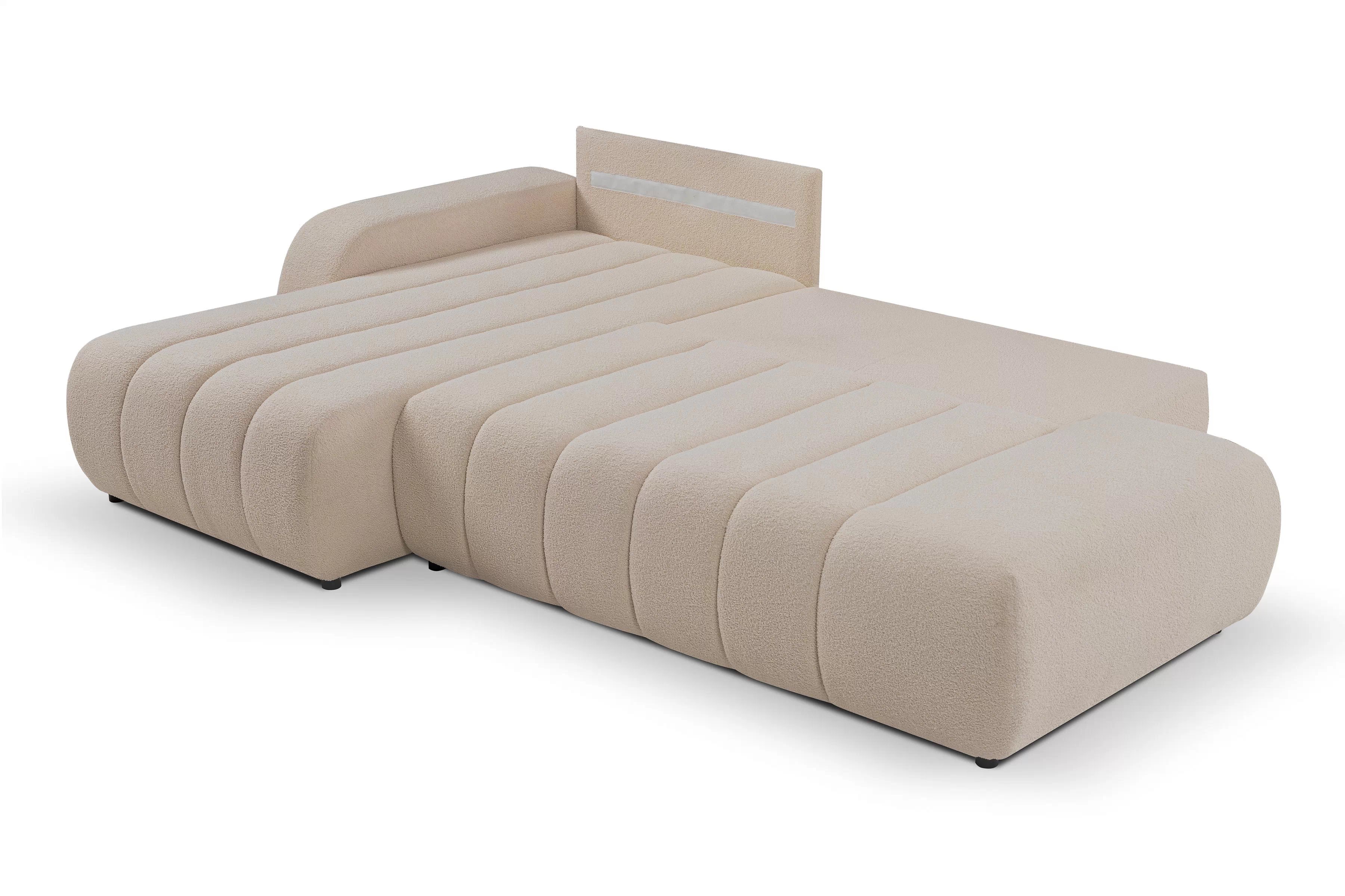 Rozkládací rohová sedací souprava Zelio levá - béžová Lambi 5 Rohová sedací souprava rozkládací Zelio levá - kramowa boucle Lambi 5