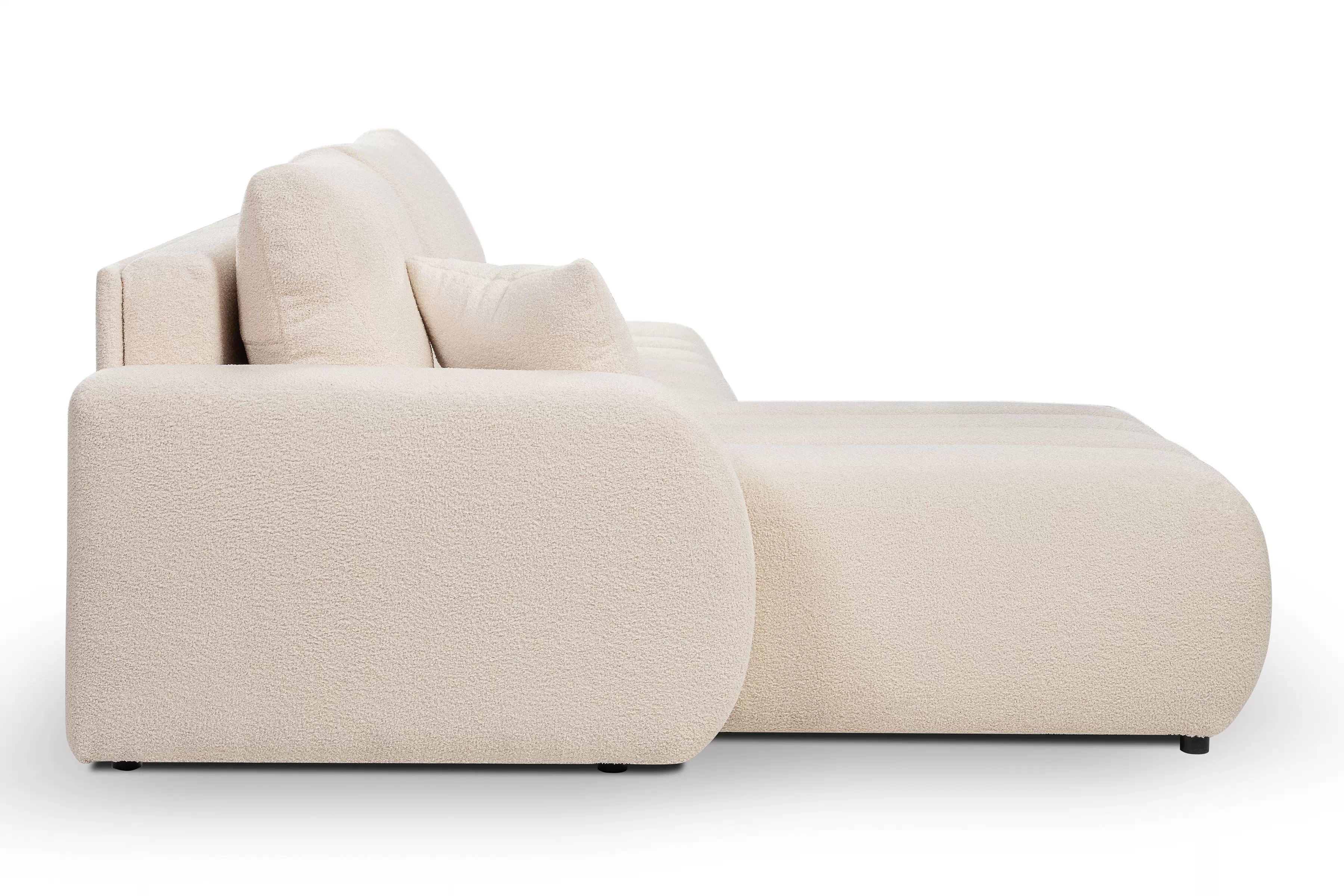 Rozkladacia rohová sedacia súprava Zelio ľavá - svetlobéžové buklé Lambi 8 Rohová sedacia súprava s funkciou spania Zelio Ľavá strana - kremowa boucle Lambi 8