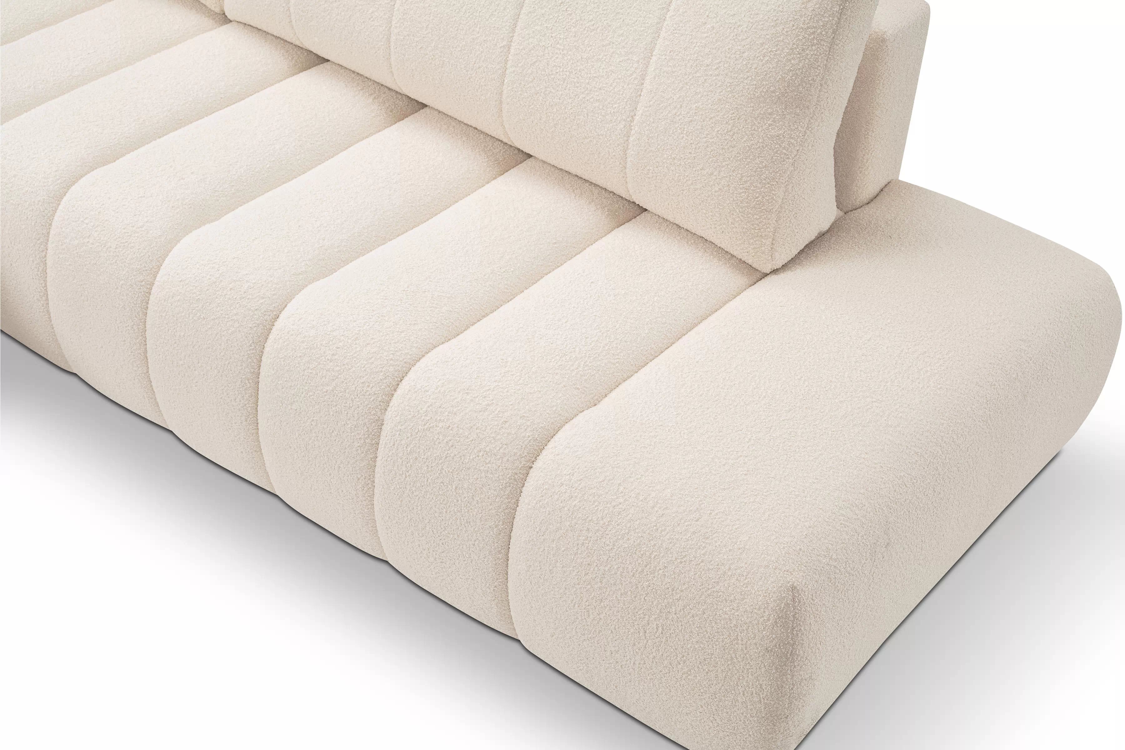 Rozkladacia rohová sedacia súprava Zelio ľavá - svetlobéžové buklé Lambi 8 Rohová sedacia súprava s funkciou spania Zelio Ľavá strana - kremowa boucle Lambi 8