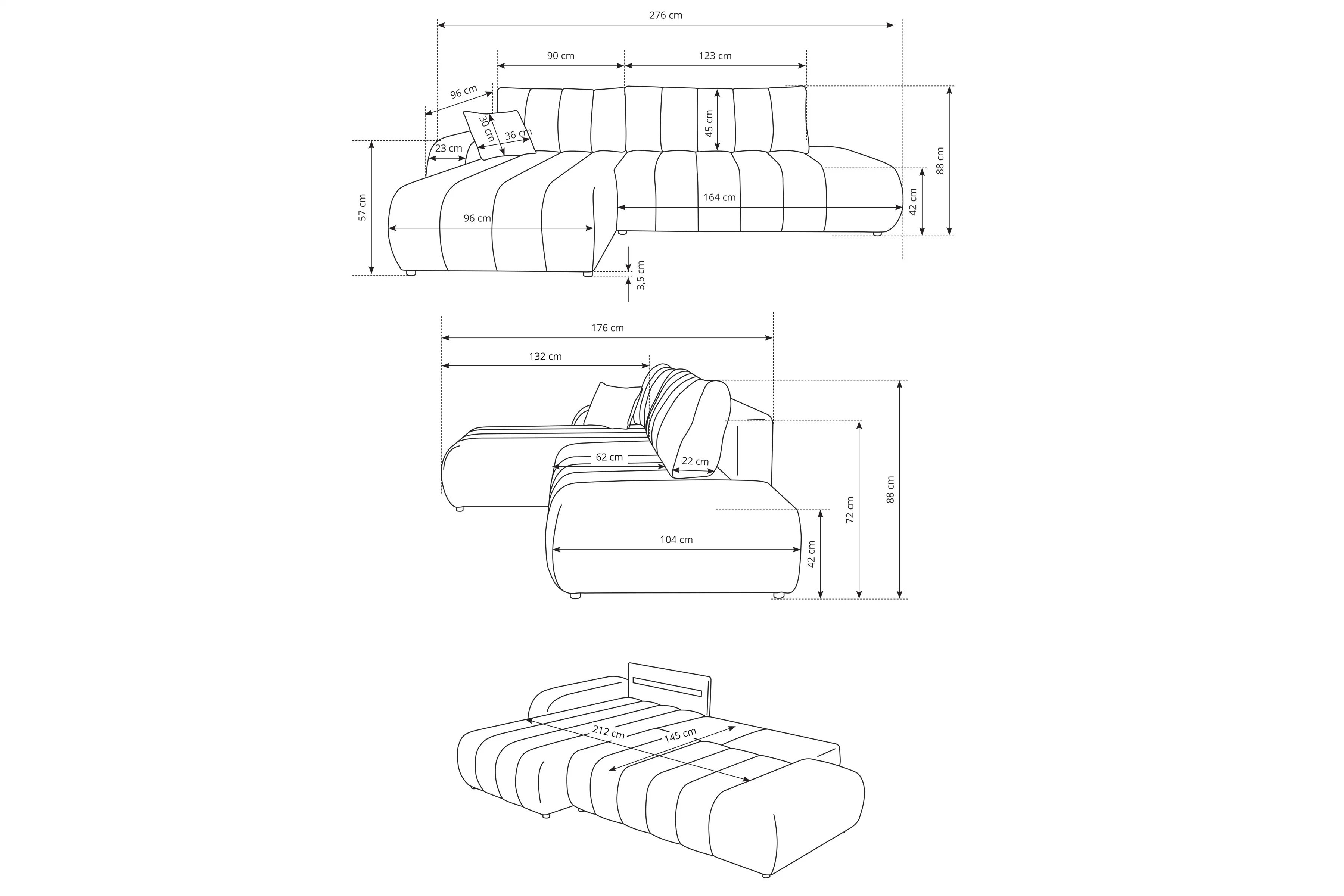 Rohová pohovka s rozkladom Zelio pravostranná - svetlý béžový bouclé Lambi 8 Rohová sedacia súprava s funkciou spánku Zelio pravá strana - svetlý Béžová boucle Lambi 8