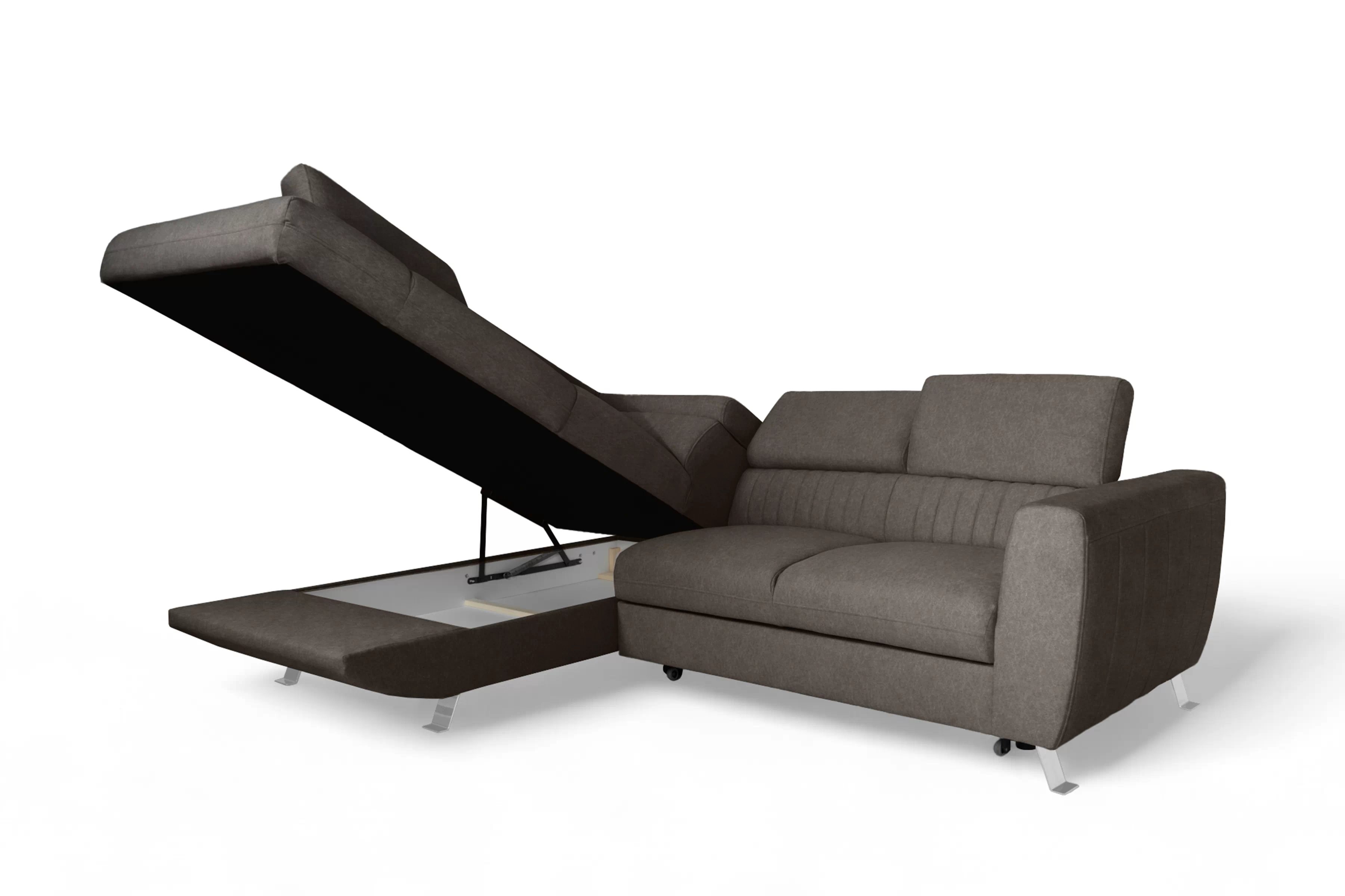 Rozkladacia rohová sedačka Zelubia ľavá - hnedý zamat Zetta 293 Rohová sedacia súprava s funkciou spania Zelubia Ľavá strana - Hnedý welwet ľahkočistiaci Zetta 293