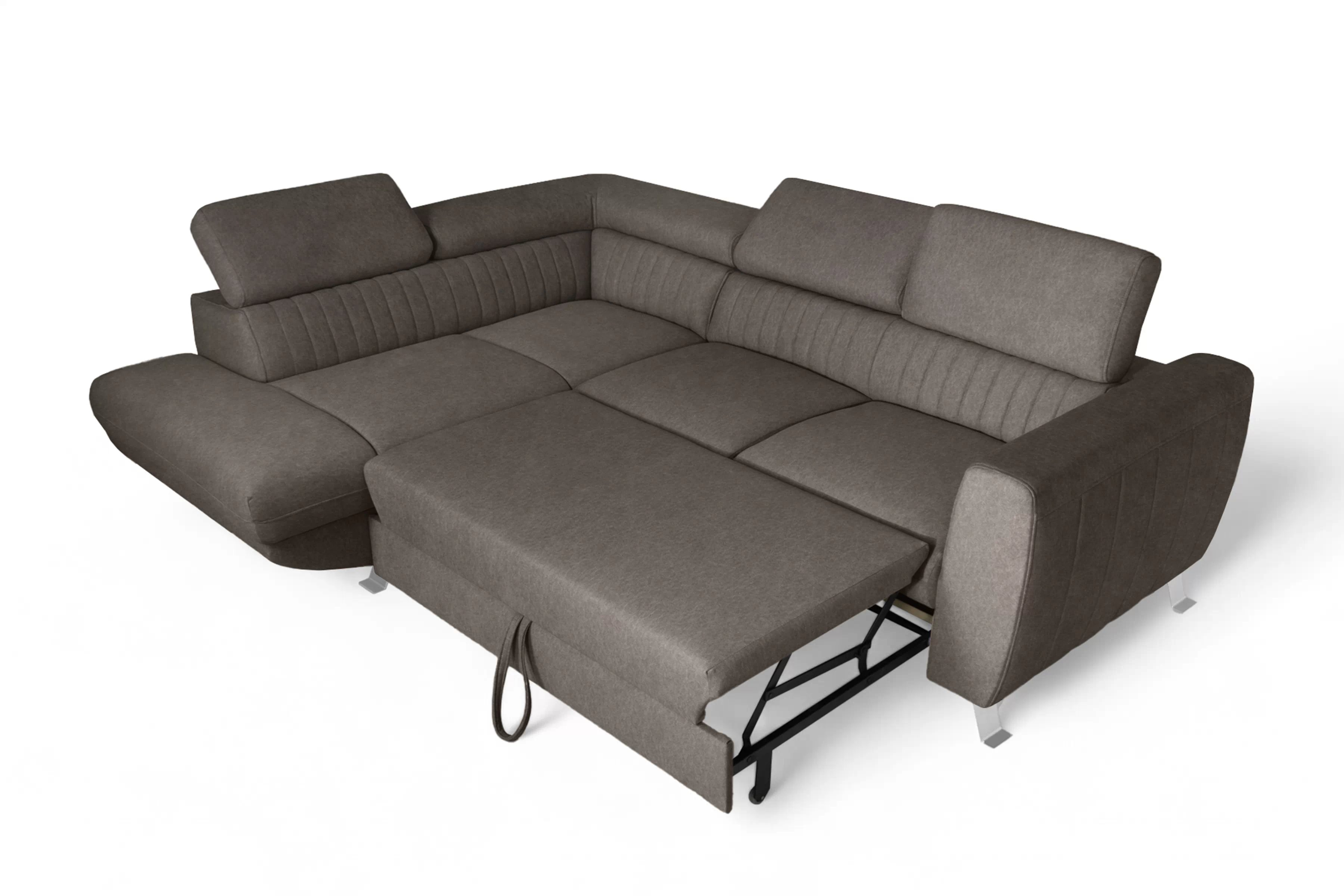 Rozkladacia rohová sedačka Zelubia ľavá - hnedý zamat Zetta 293 Rohová sedacia súprava s funkciou spania Zelubia Ľavá strana - Hnedý welwet ľahkočistiaci Zetta 293