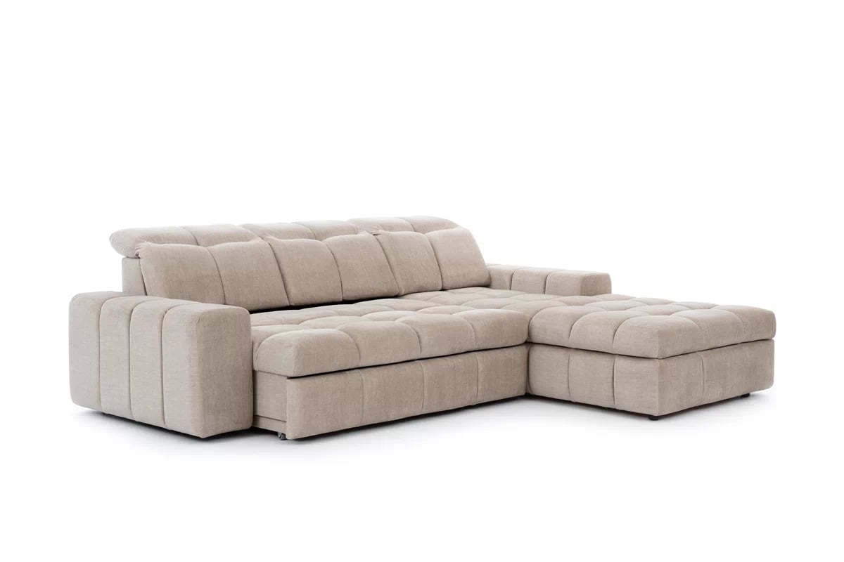 Rohová sedacia súprava Magnelio Mini pravá elektrická s rozkladacou funkciou - béžový zamat Vogue 2 Rohová sedacia súprava Magnelio Mini wysuniete Sedák