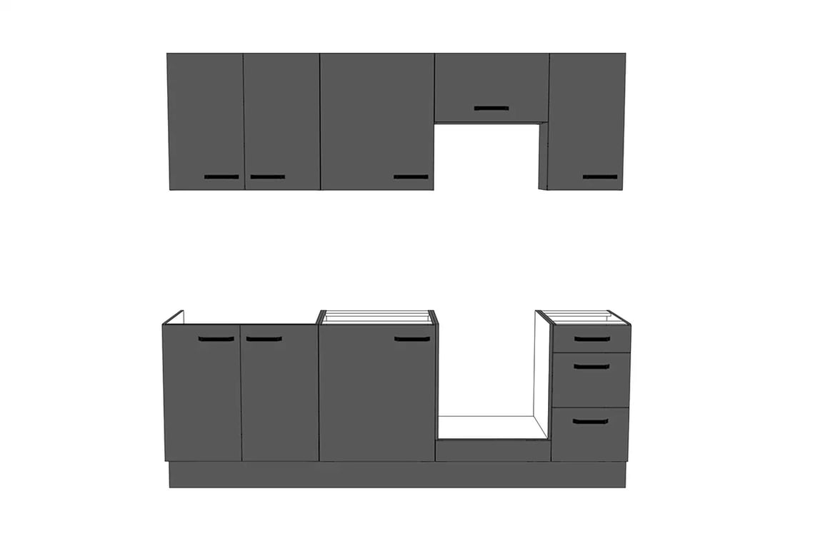 Kuchyňská linka Nelli 260 cm - antracitová Komplet nábytku kuchennych Nelli 2,6m 