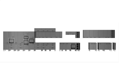Dolná skrinka Kuchynská s policami Nelli 30D OTW - Antracitová kolekcia nábytku kuchynského Nelli - zestawienie bryl