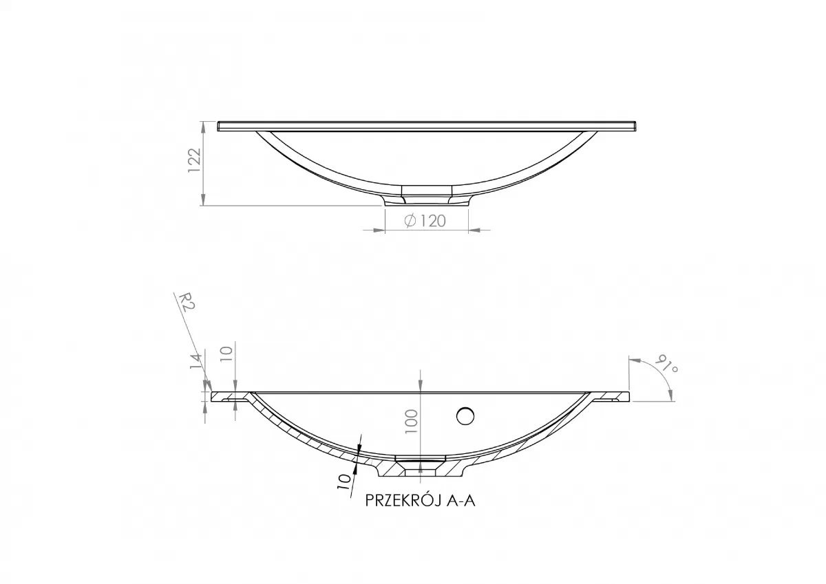 Zápustné umyvadlo Nicole 60 cm Umyvadlo wpuszczana pro Skříňky lazienkowej Nicole 60 cm - Rozměry 1