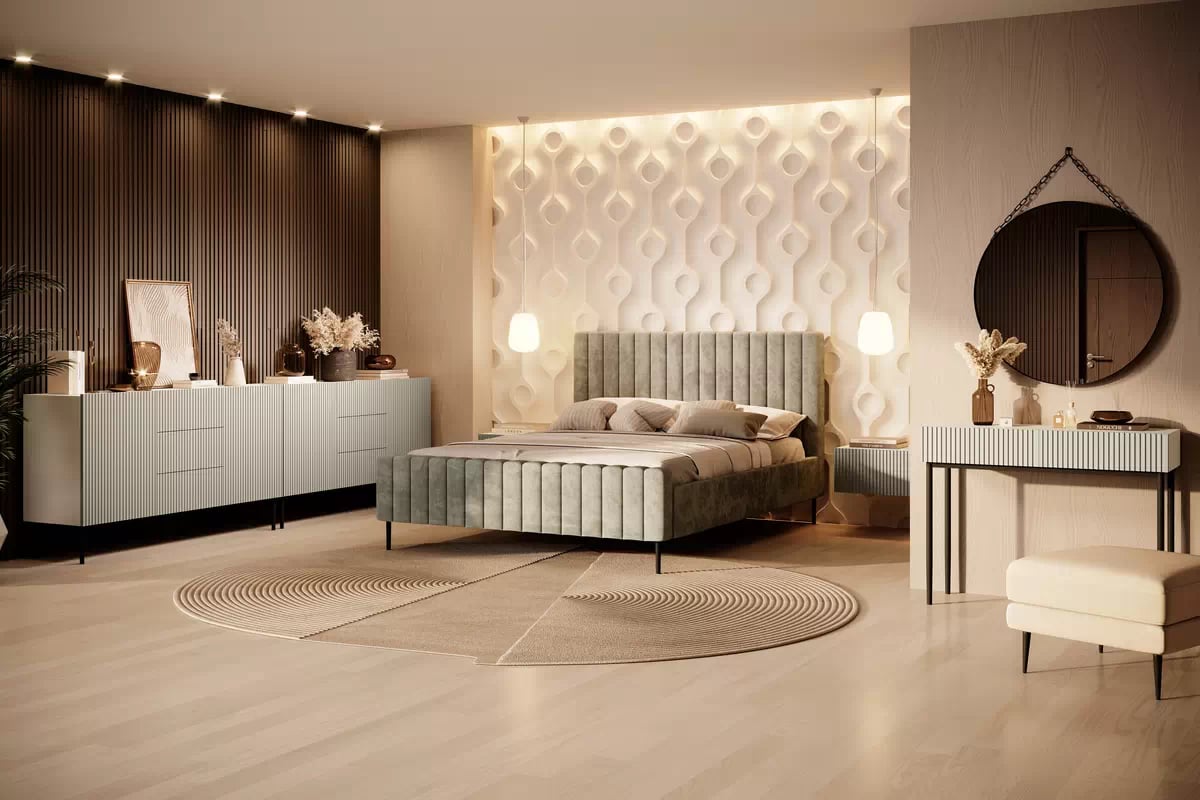 Toaletní stolek Nicole 100 cm se zásuvkami - kašmír / černé nohy moderní konzole / Toaletní stolek Nicole se zásuvkami i metalowymi nogami 100 cm - kašmír / černá nozki