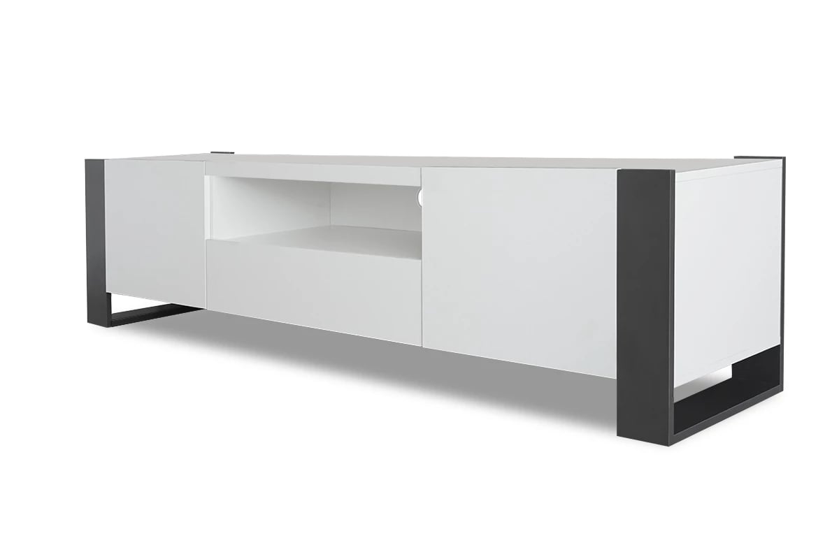 Moderný TV stolík Modi 188 cm - biely mat moderná TV skrinka Modi - bok